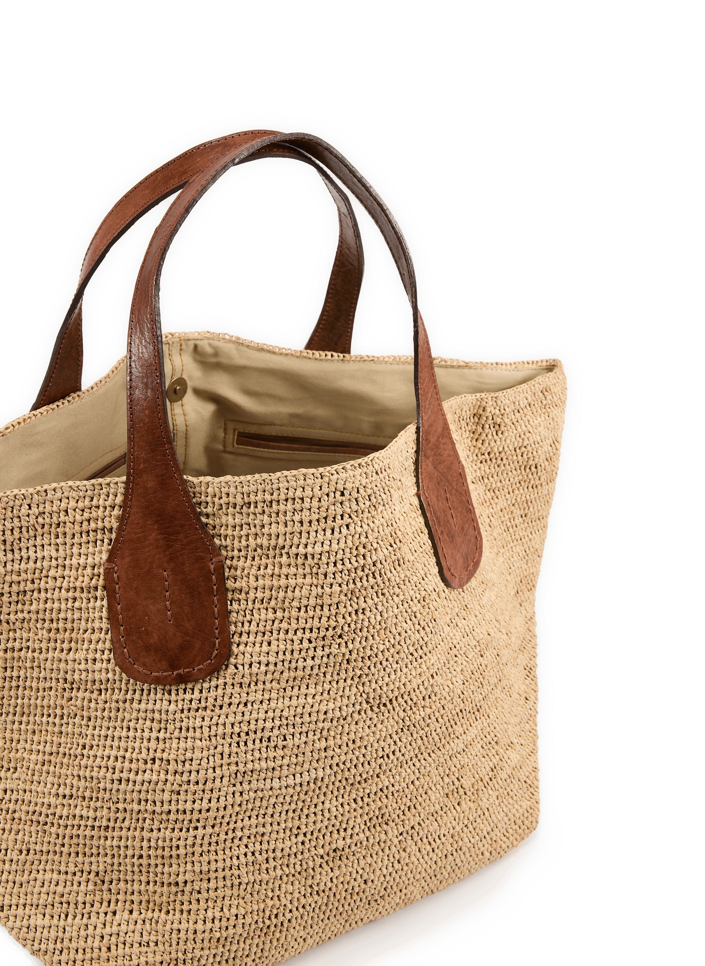 Tokyo II raffia and cotton bag IBELIV Beige