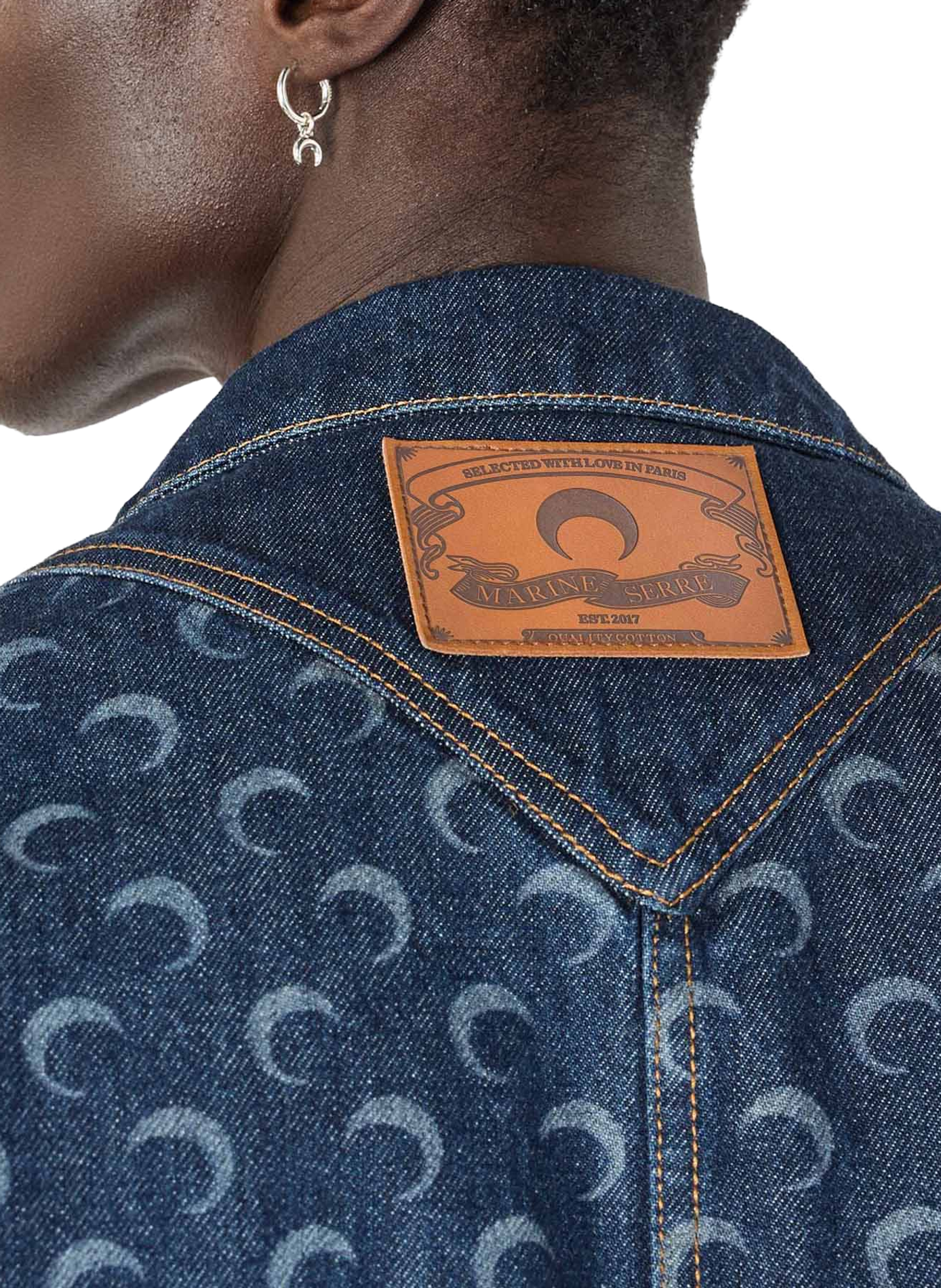 Chemise ample à manches courtes en denim bleu nuit MARINE SERRE Bleu