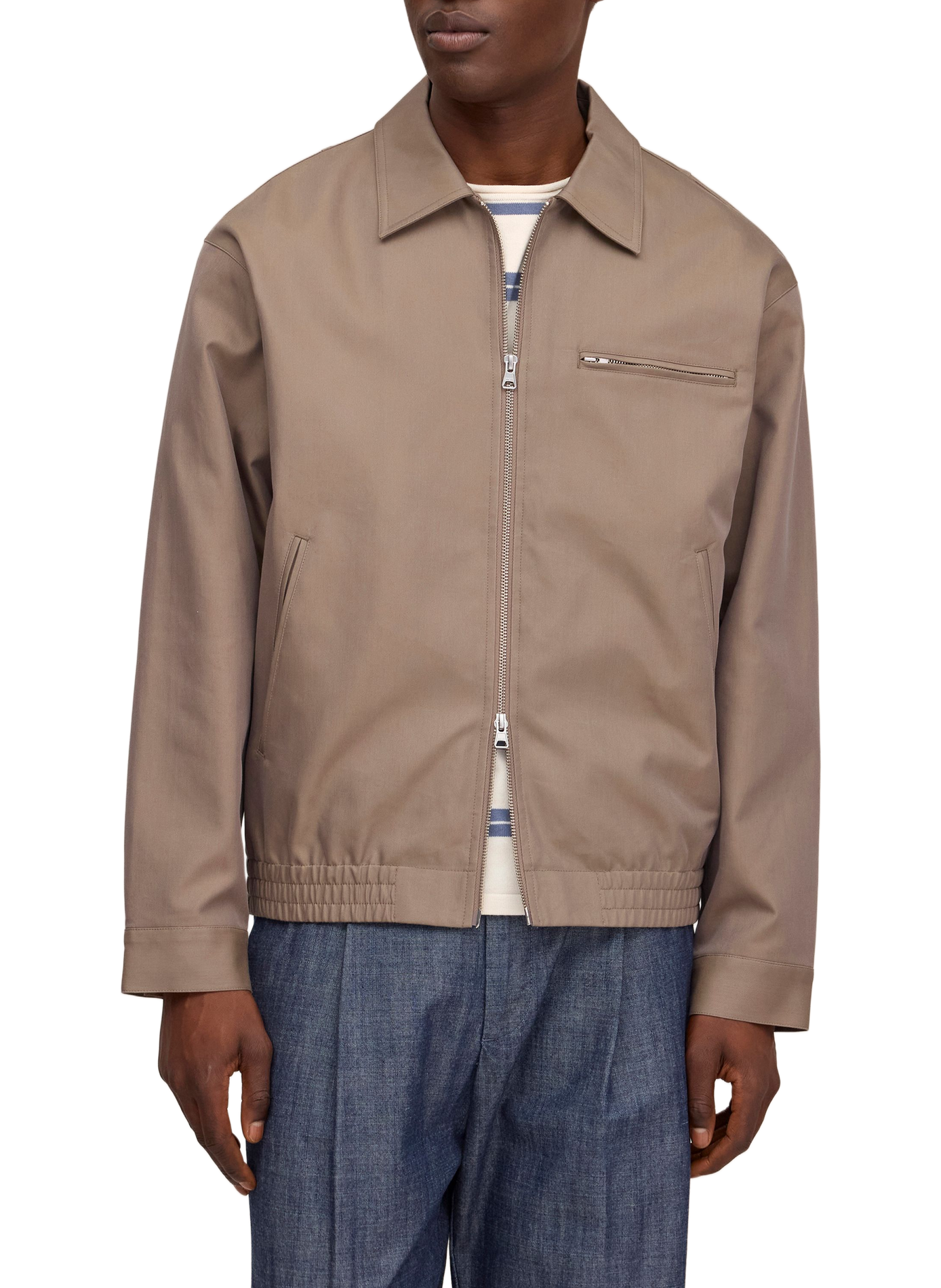 Solid jacket with elastic hem in blended cotton. NN.07 Brown