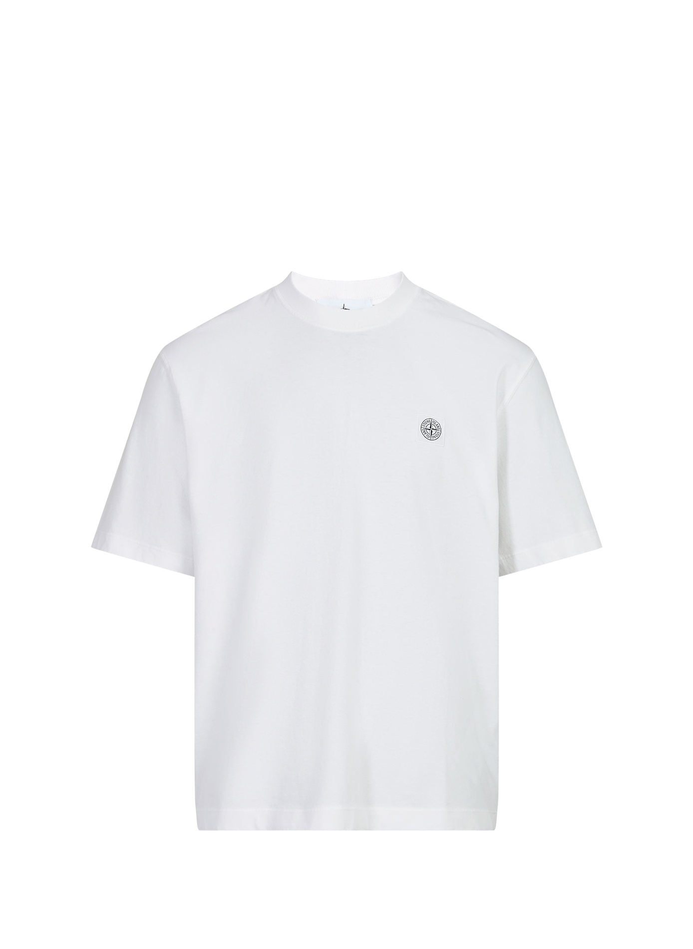 Gerader Rundhalsausschnitt T-Shirt aus Baumwolle STONE ISLAND Weiss