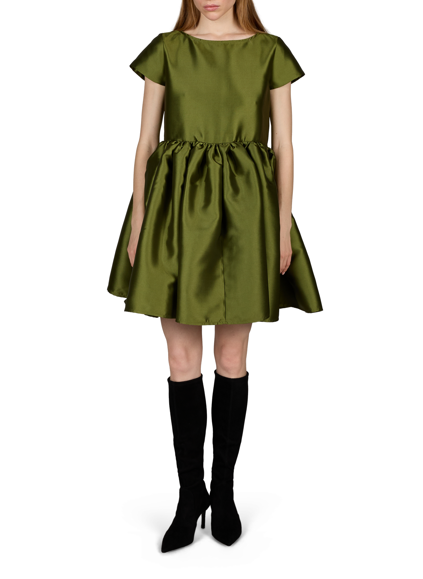 Kurzes Kleid aus recyceltem Polyester-Mix MARQUES ALMEIDA Khaki