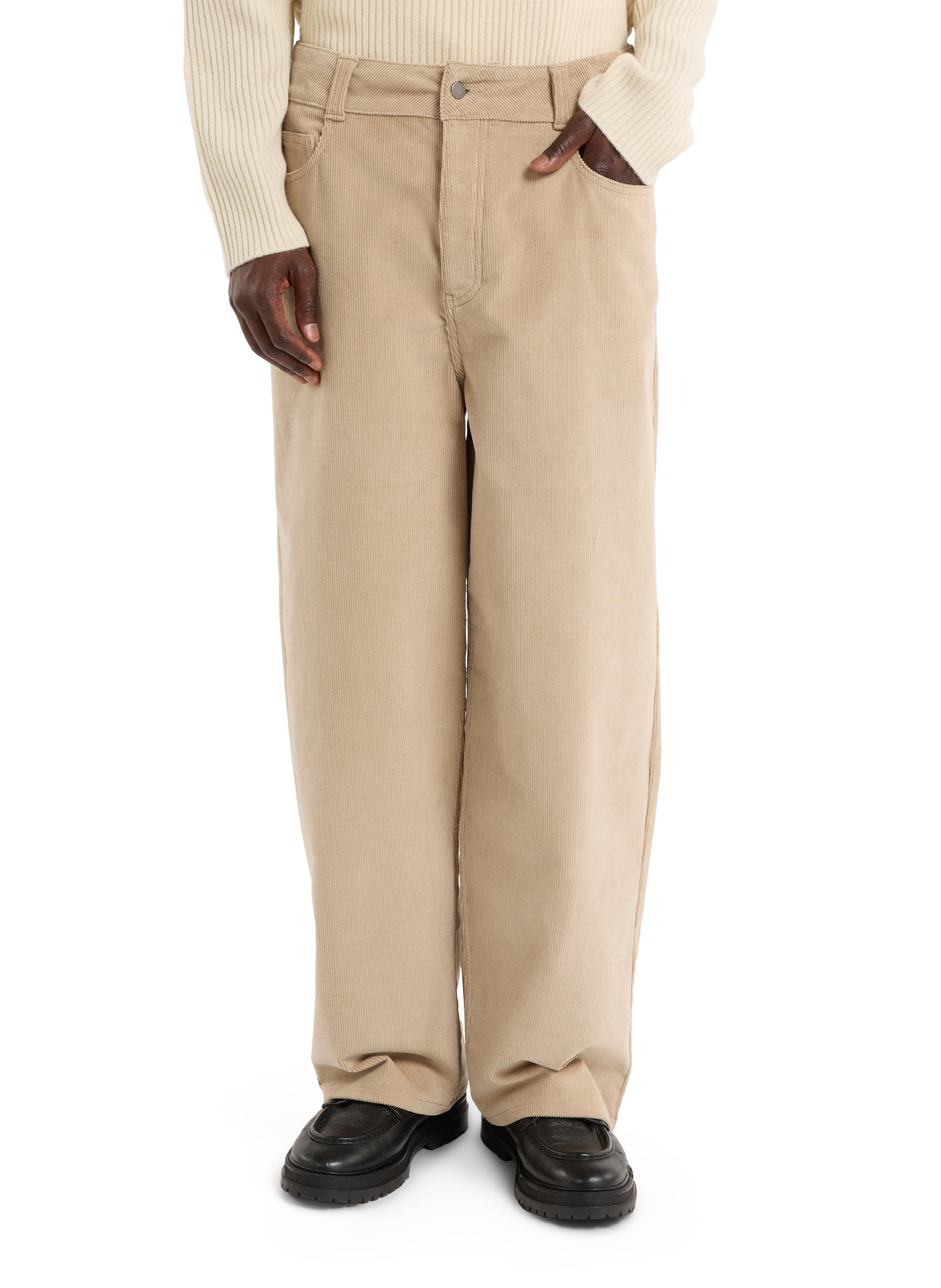 Gerade geschnittene Hose aus Baumwoll-Velours "Harmi" SAISON 1865 Beige