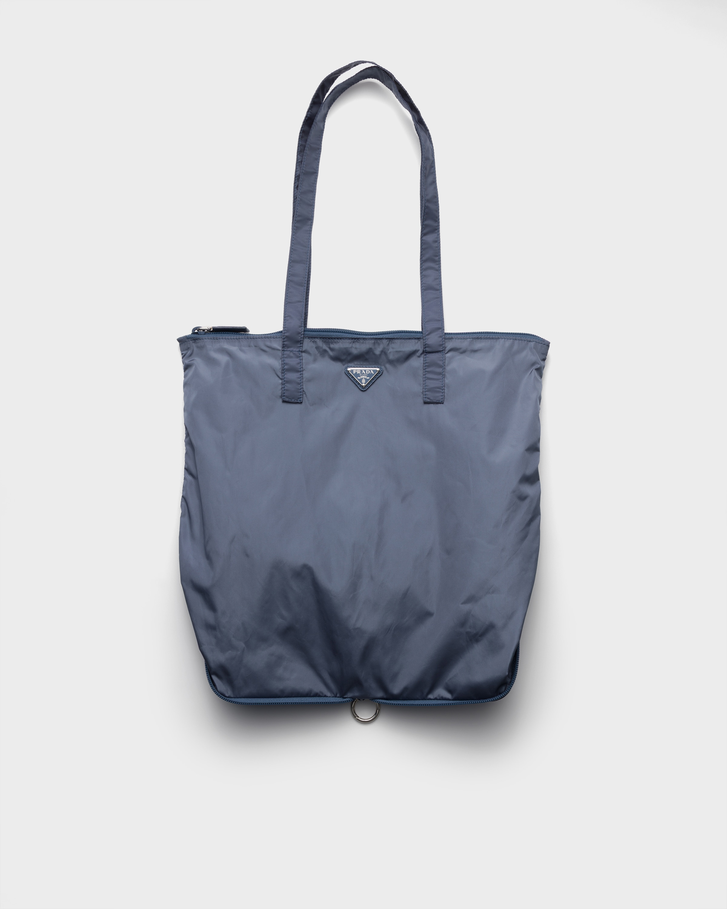 Pendentif en cuir saffiano avec sac cabas en re-ny PRADA Bleu