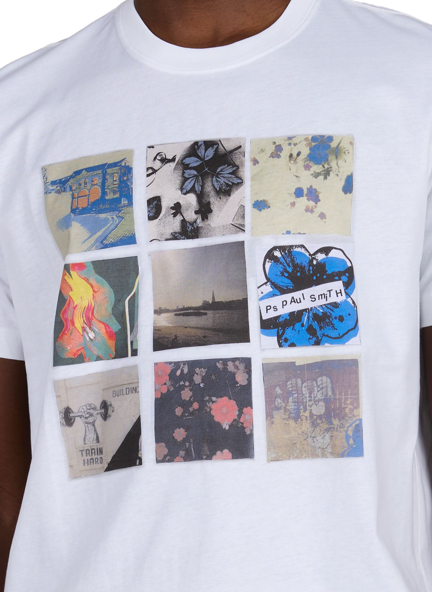 Tee-shirt droit col rond imprimé en coton PAUL SMITH Blanc