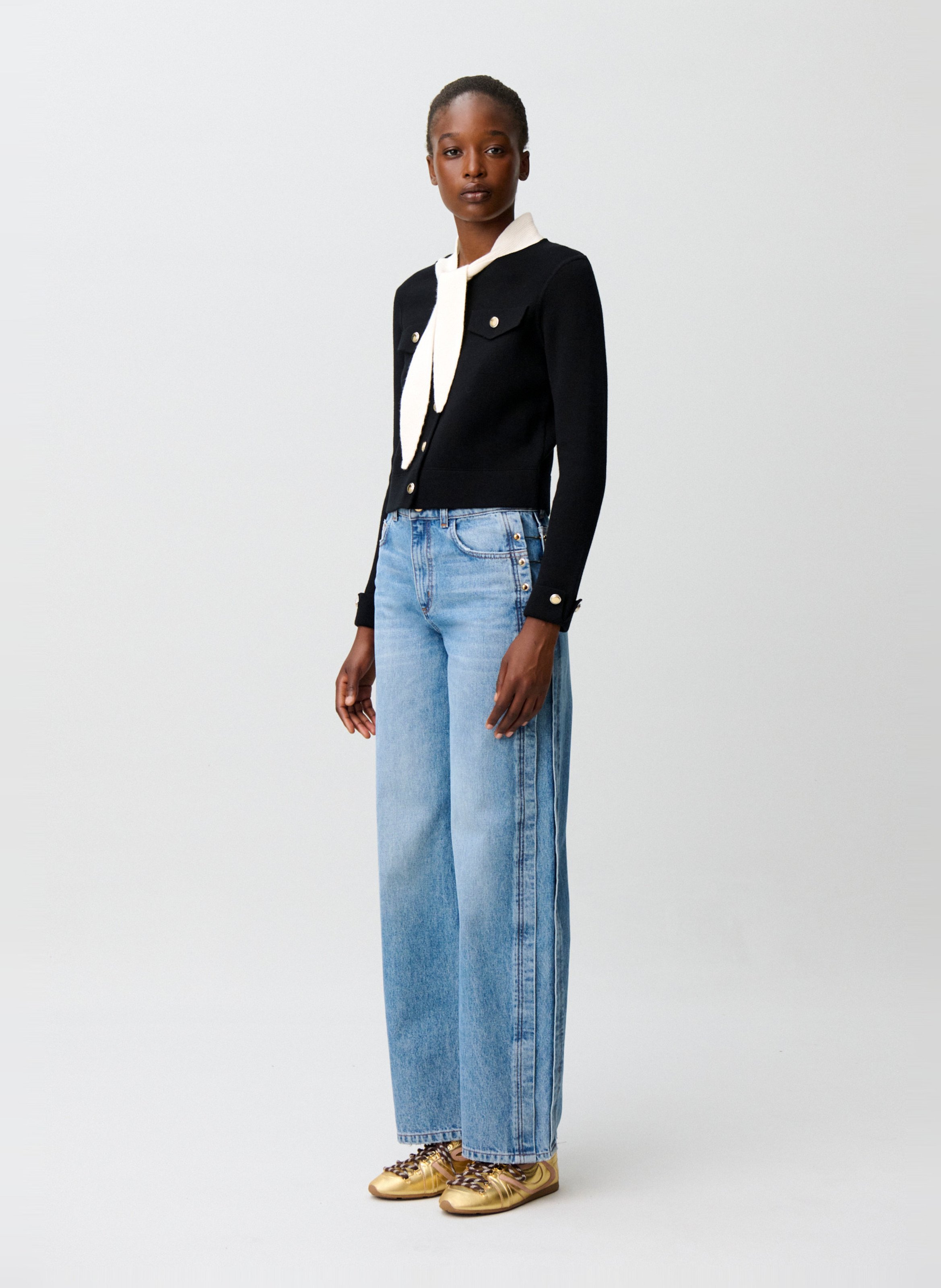 Cardigan ajusté en laine et coton CLAUDIE PIERLOT Multicolore