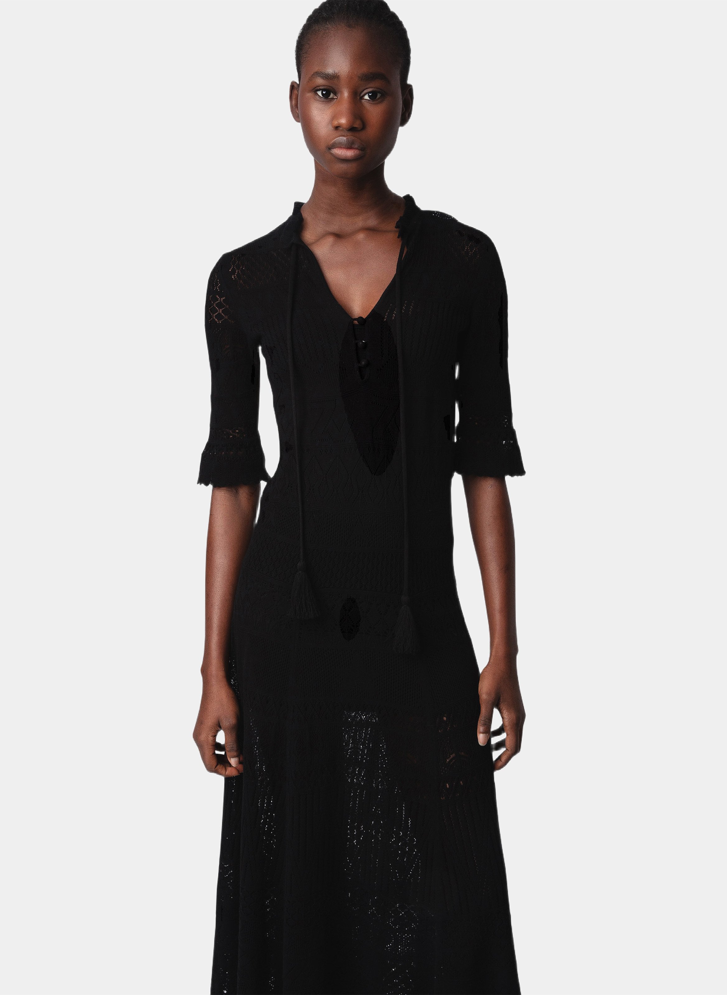 Robe longue en crochet memphis ZADIG&VOLTAIRE Noir