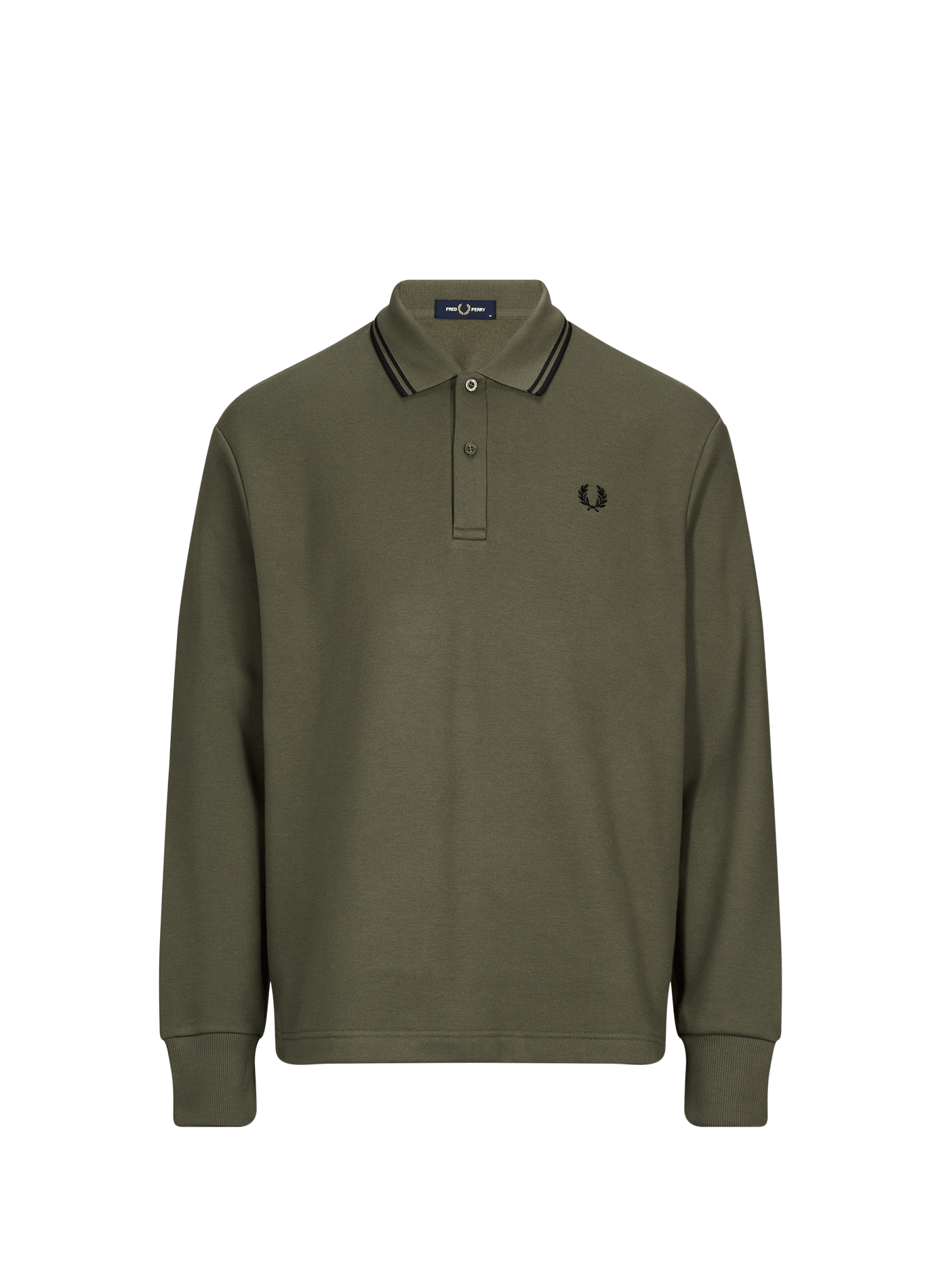Gerader einfarbiger Langarm-Poloshirt FRED PERRY Grun