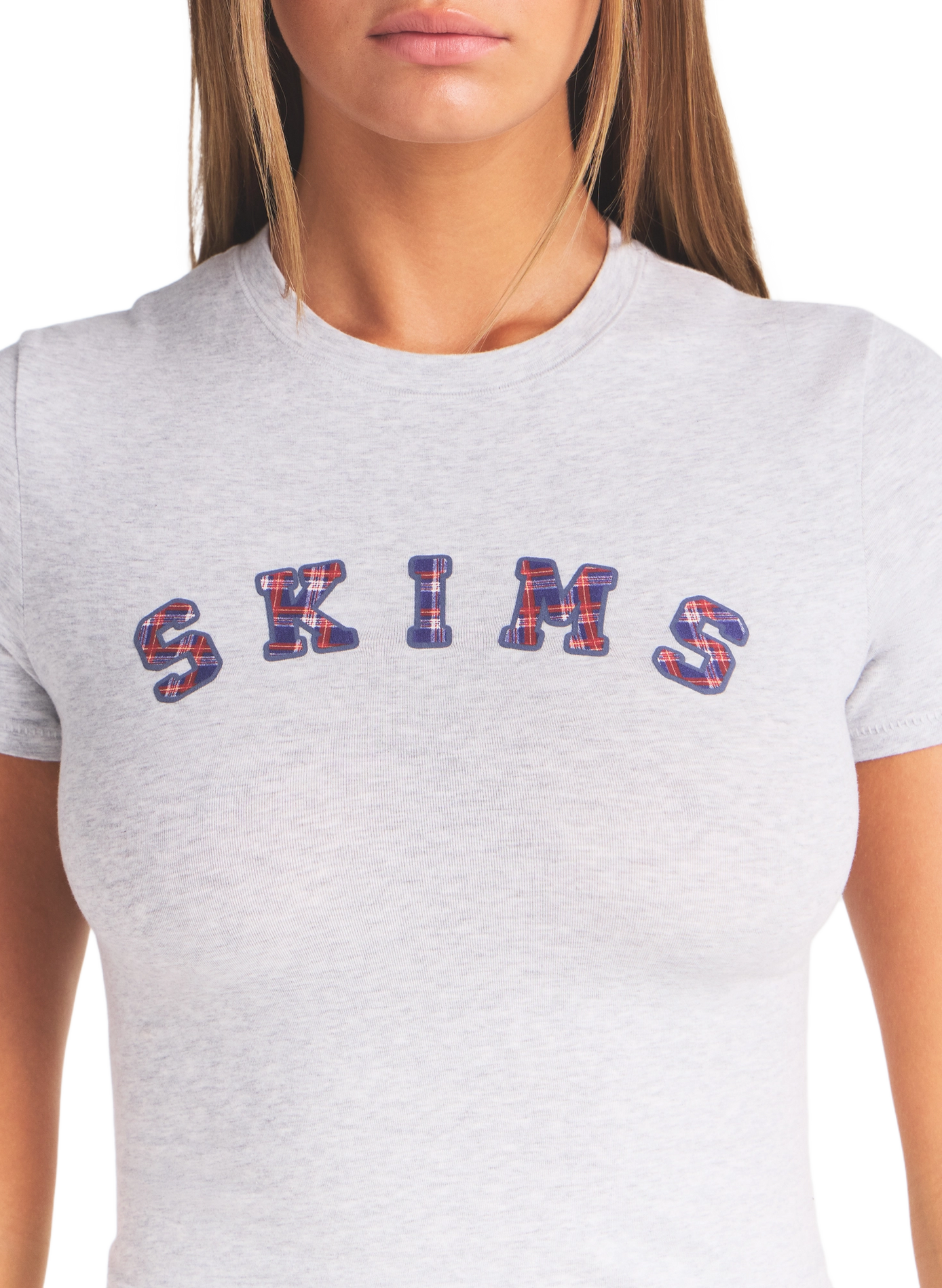 Cotton-blend round-neck T-shirt SKIMS Grey