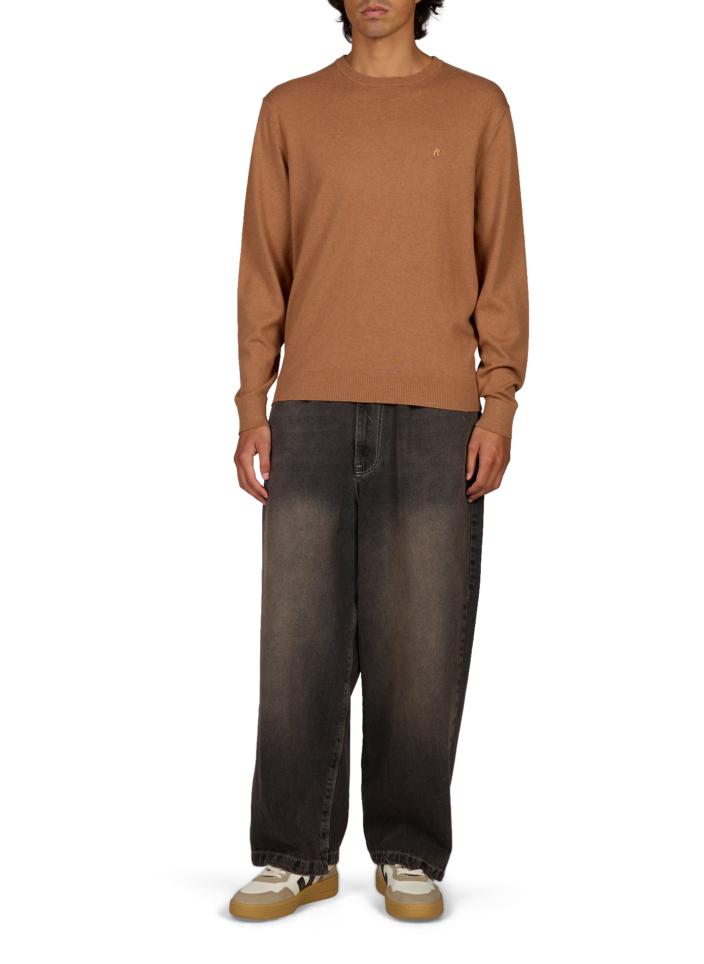 Gerader Rundhalsausschnitt-Pullover aus Baumwolle und Kaschmir REPLAY Beige