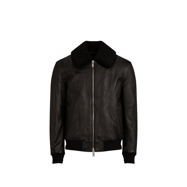 Blouson en cuir à col sherpa Blouson en cuir à col sherpa