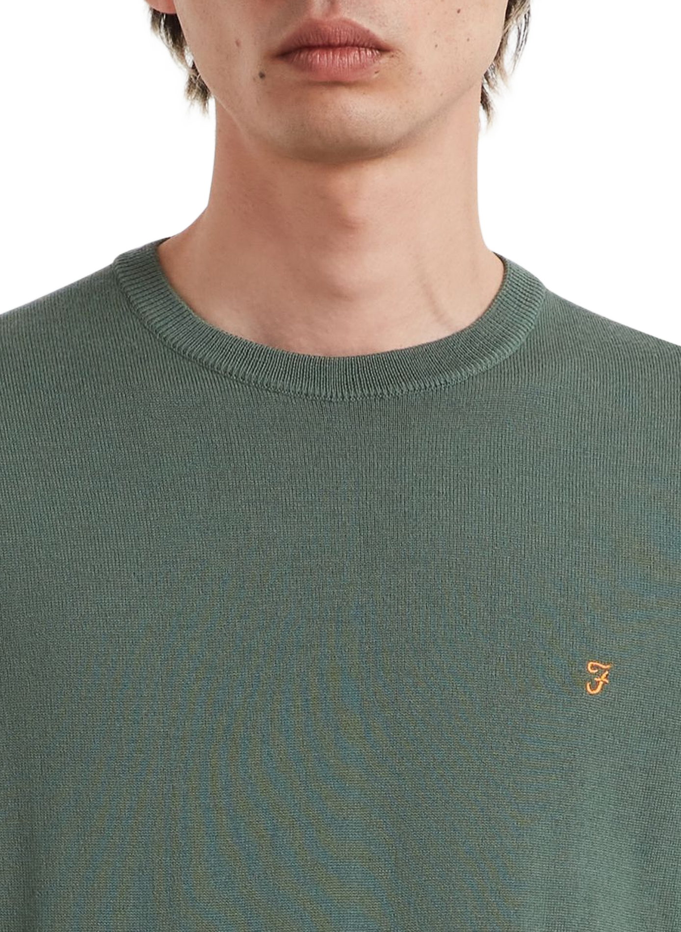 Rechte pullover van merinowol met geborduurd logo FARAH Groen