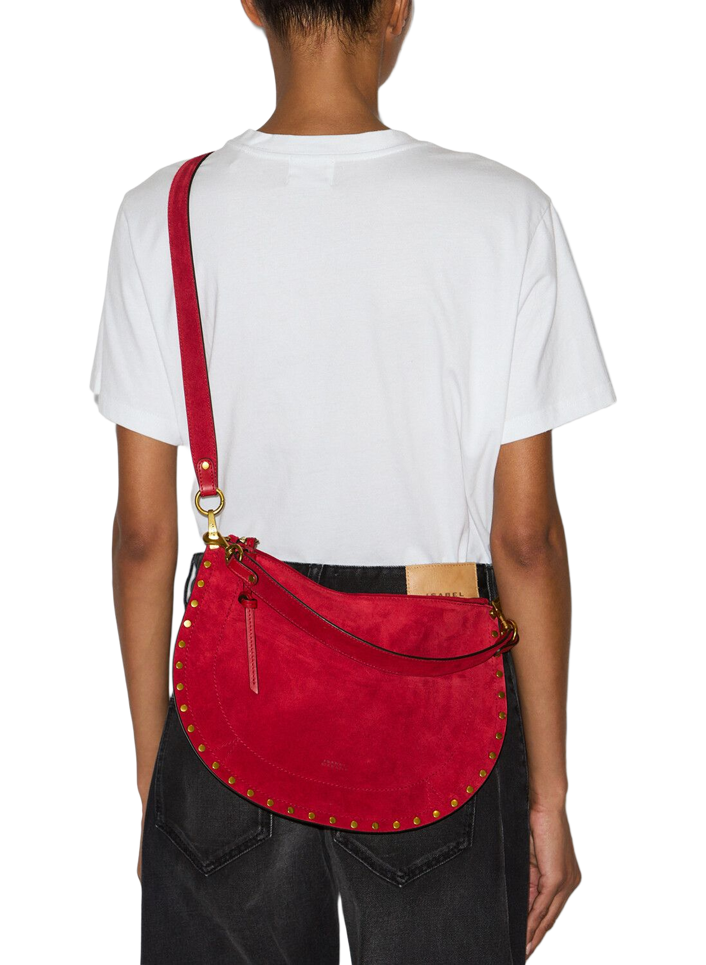 Oskan soft zip leather calf suede bag ISABEL MARANT Red