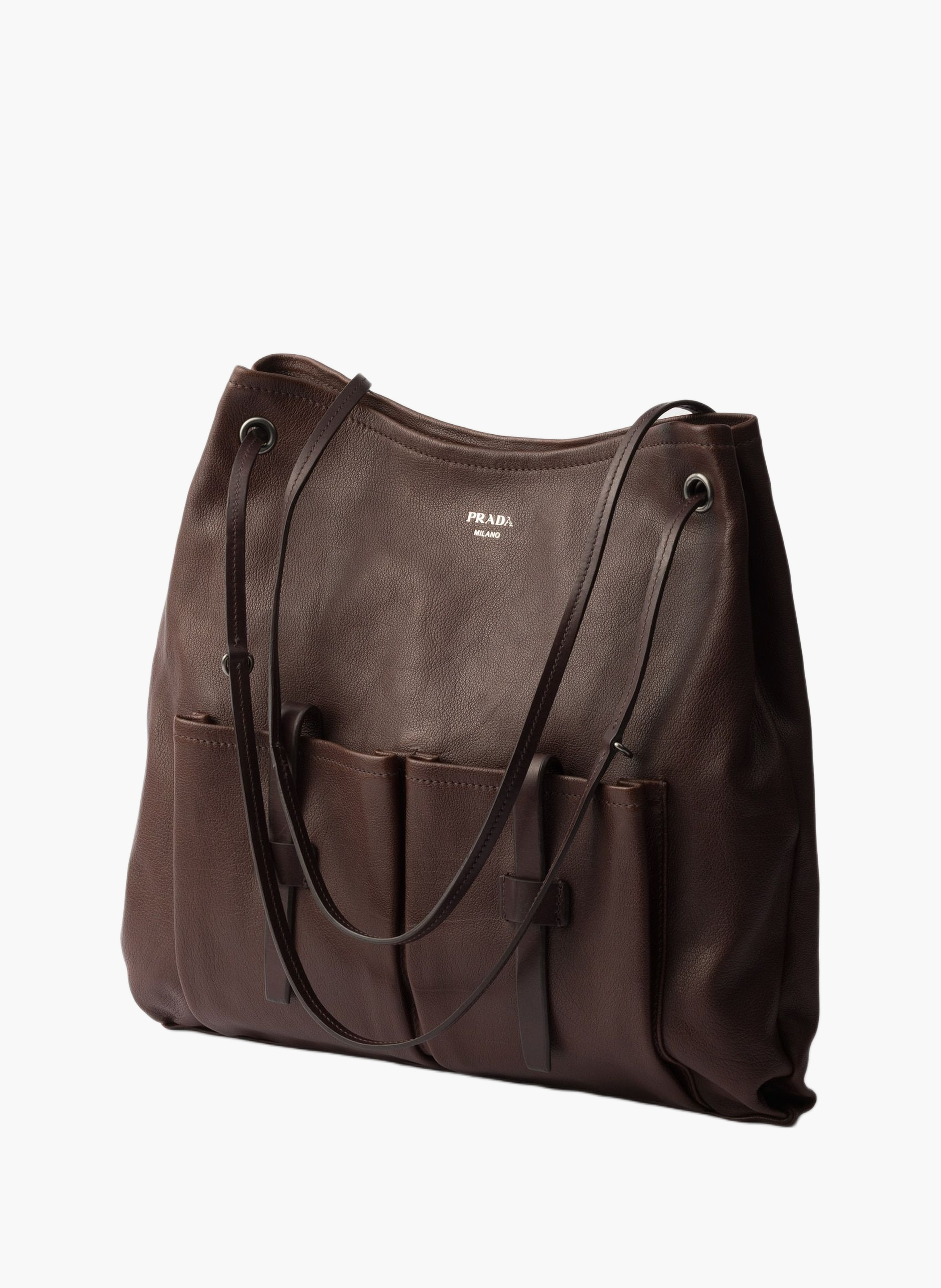 Grand sac en cuir prada route PRADA Marron