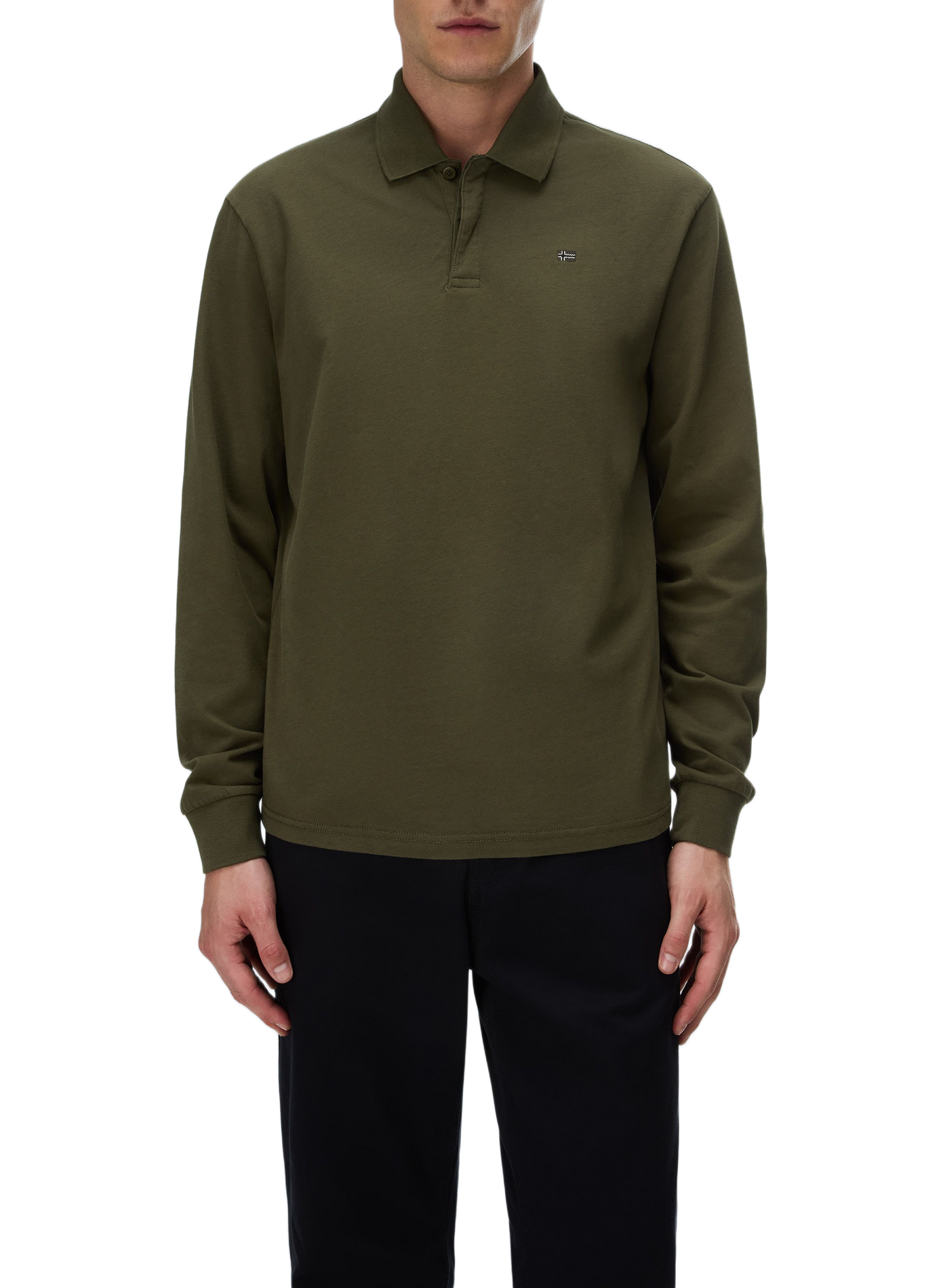 Plain long-sleeved polo shirt NAPAPIJRI Khaki