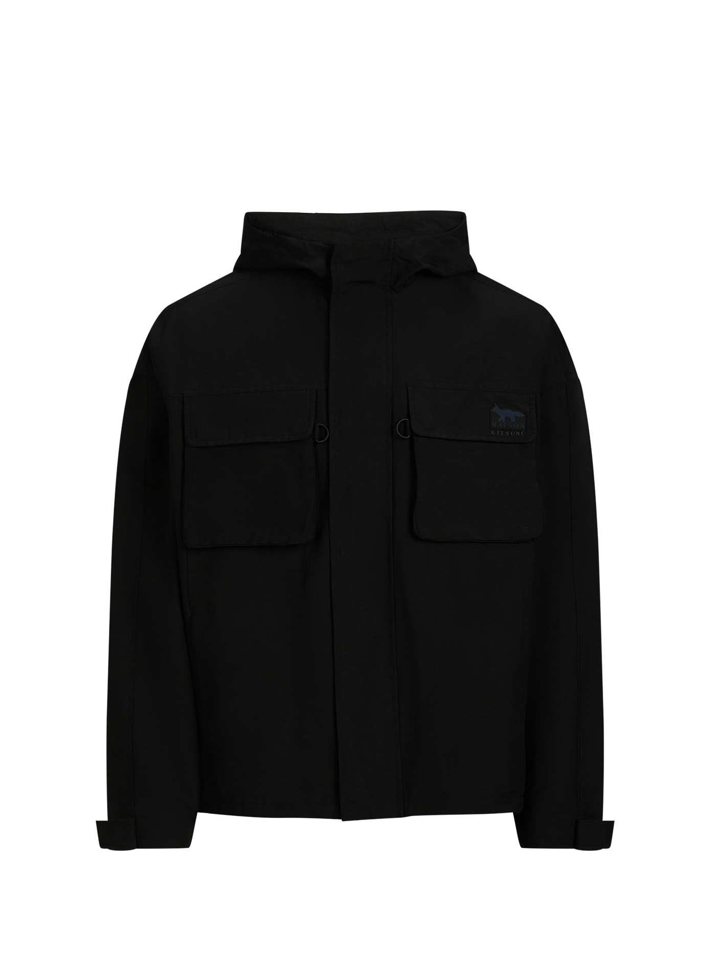 Blouson droit à capuche en coton mélangé