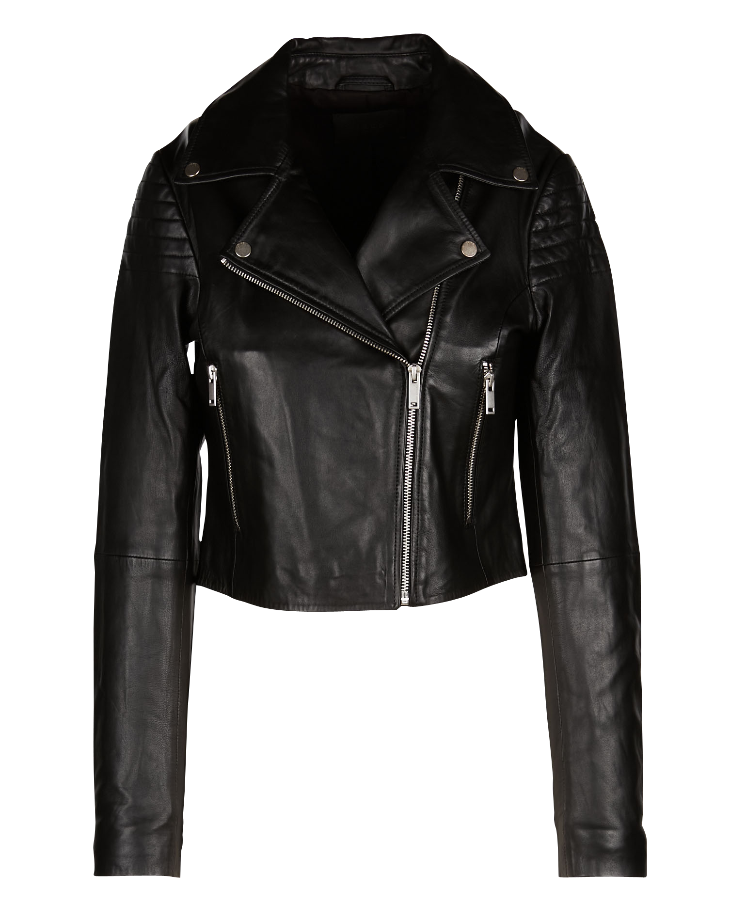 Blouson col tailleur en cuir d'agneau IKKS Noir