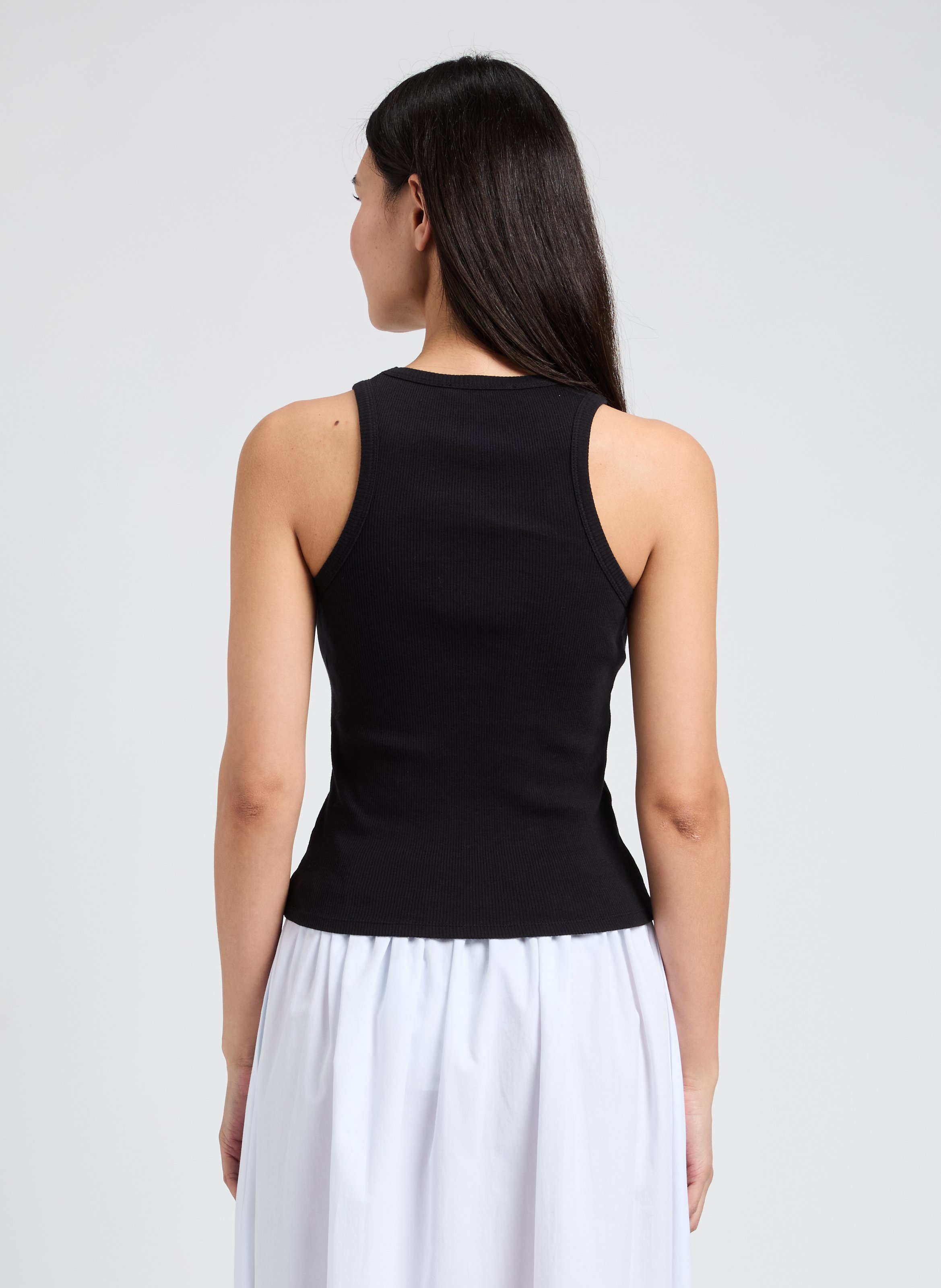 Cotton tank top SAISON 1865 Black