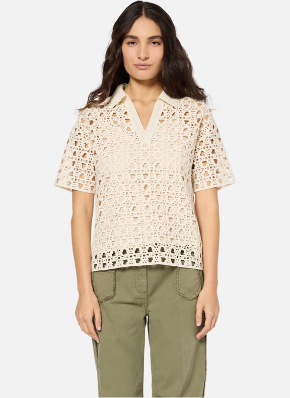 Polo en crochet à monogramme - ursel Beige by GERARD DAREL GERARD DAREL Polo en crochet à monogramme - ursel Beige