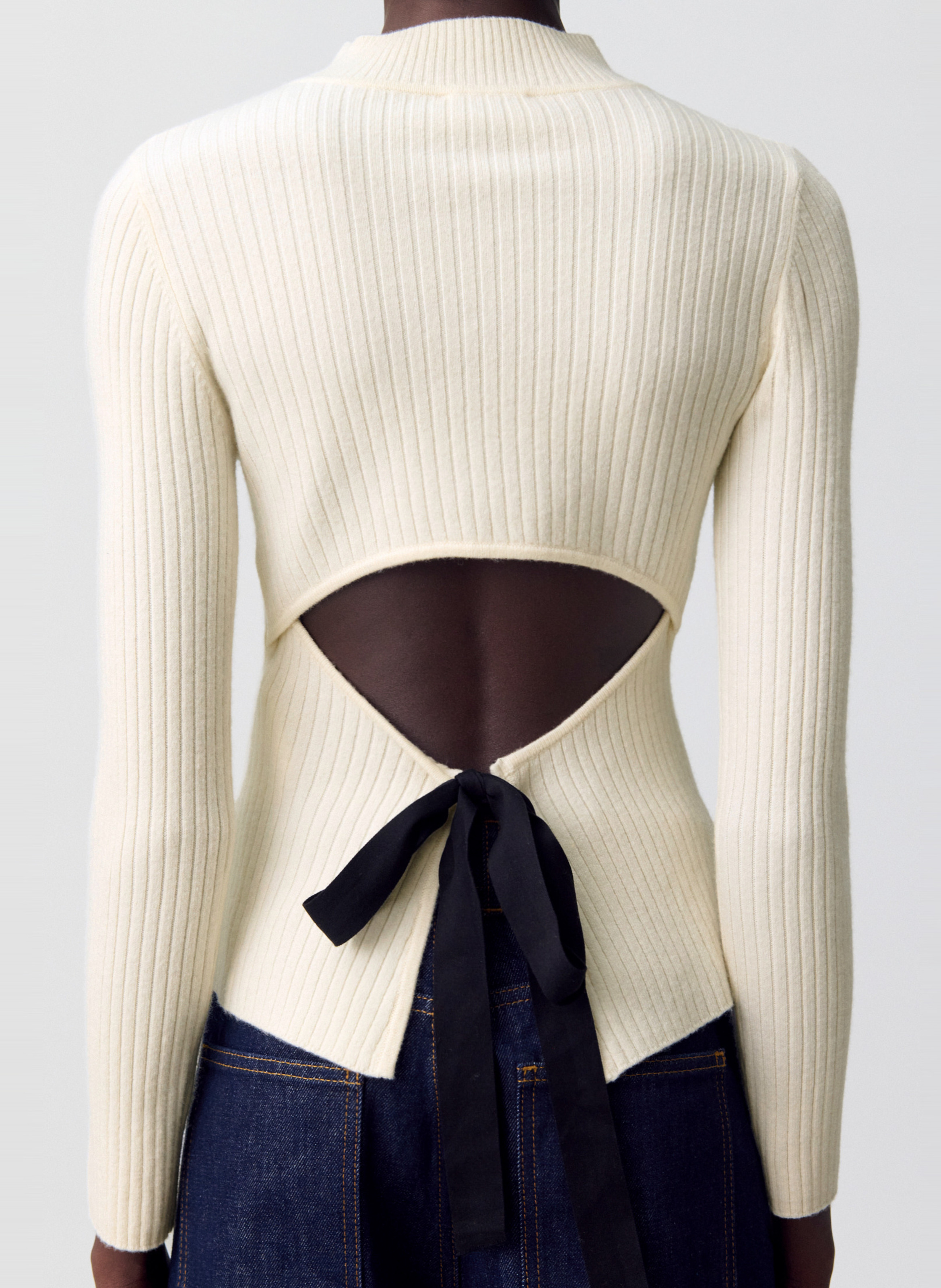 Pull col rond en laine mélangée maritime CLAUDIE PIERLOT Beige