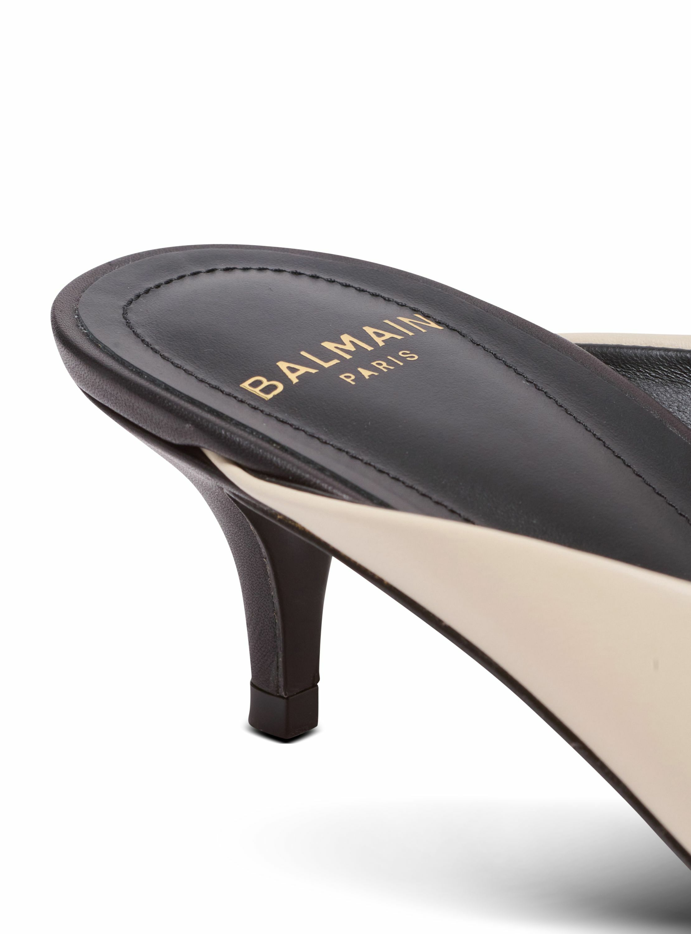 Mules sync en cuir à bout pointu BALMAIN Beige