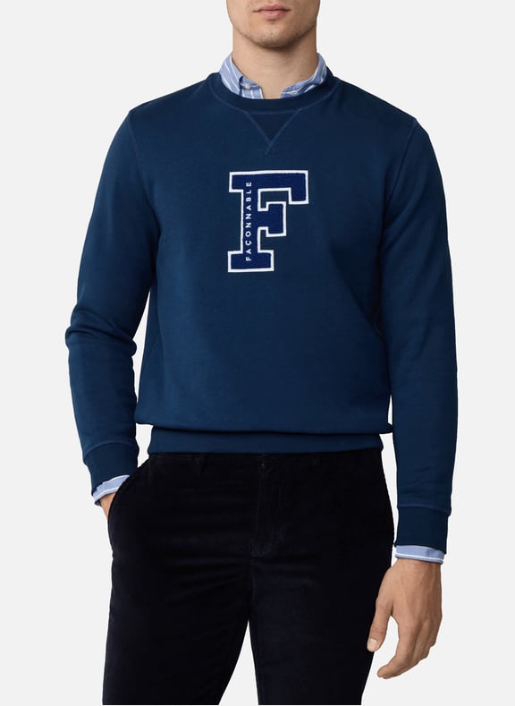Sweatshirt à logo en coton mélangé Bleu by FACONNABLE FACONNABLE Sweatshirt à logo en coton mélangé Bleu