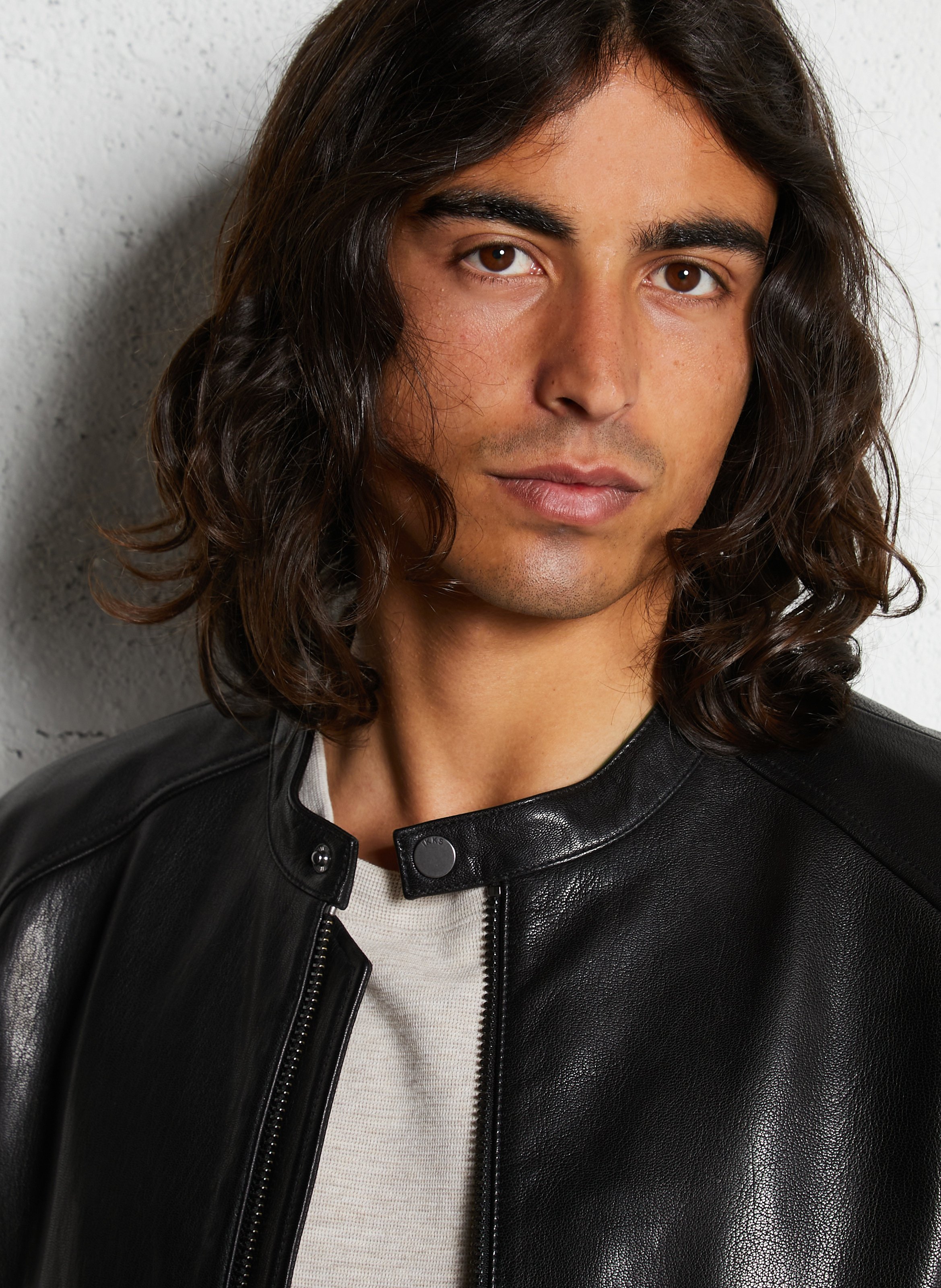 Veste en cuir droite IKKS Noir