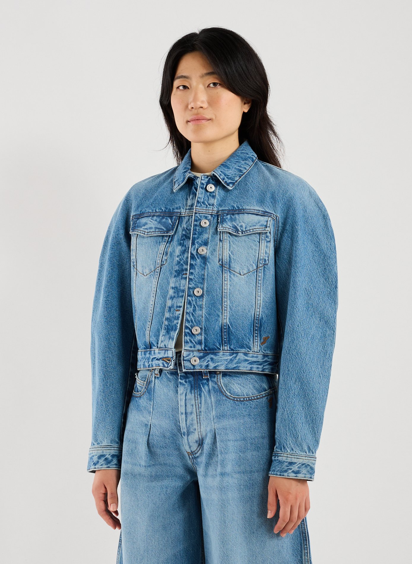 JACQUEMUS Jeansjacke aus Baumwolle Blau