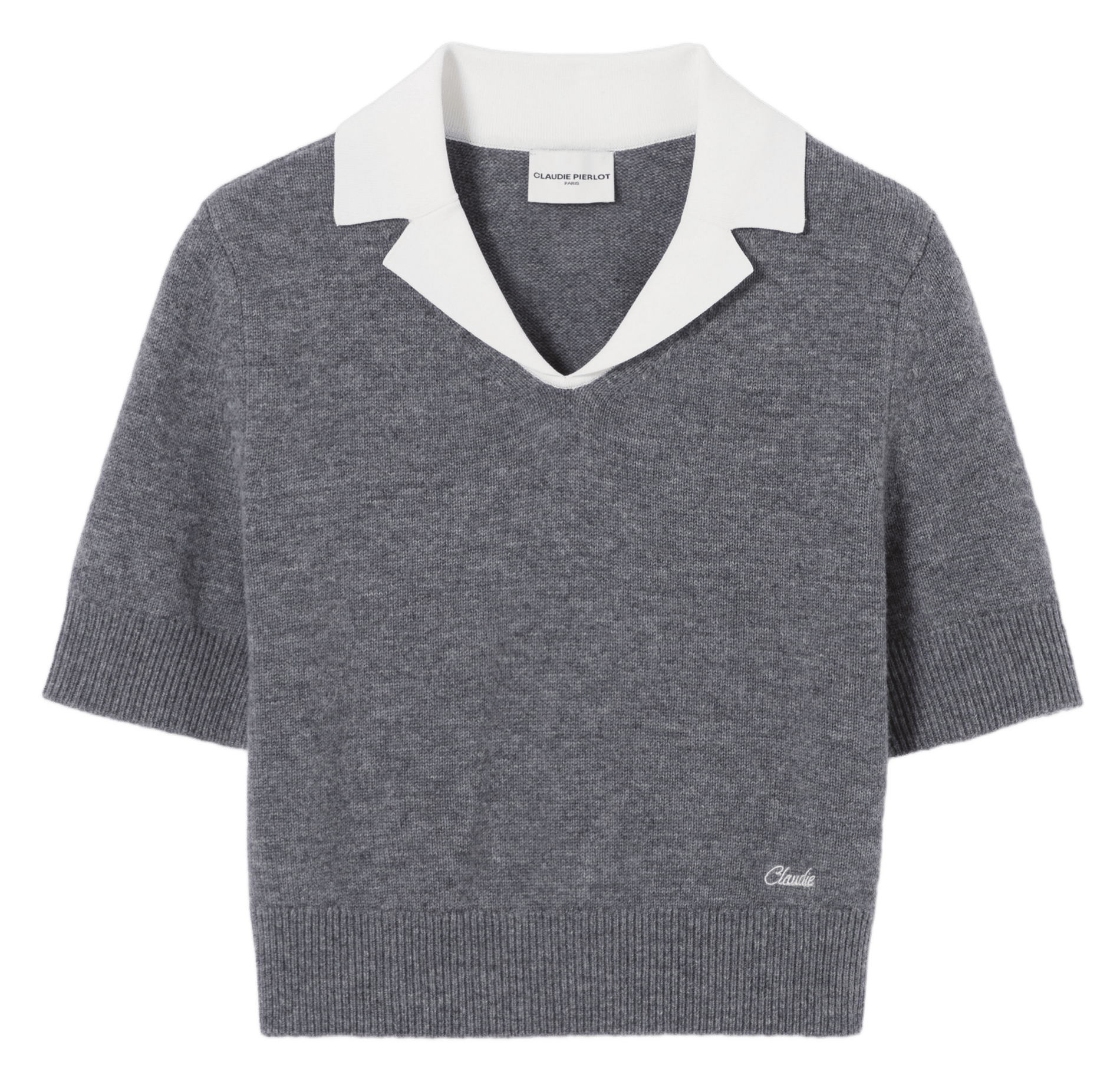 Top court col tailleur en laine mélangée madona CLAUDIE PIERLOT Gris