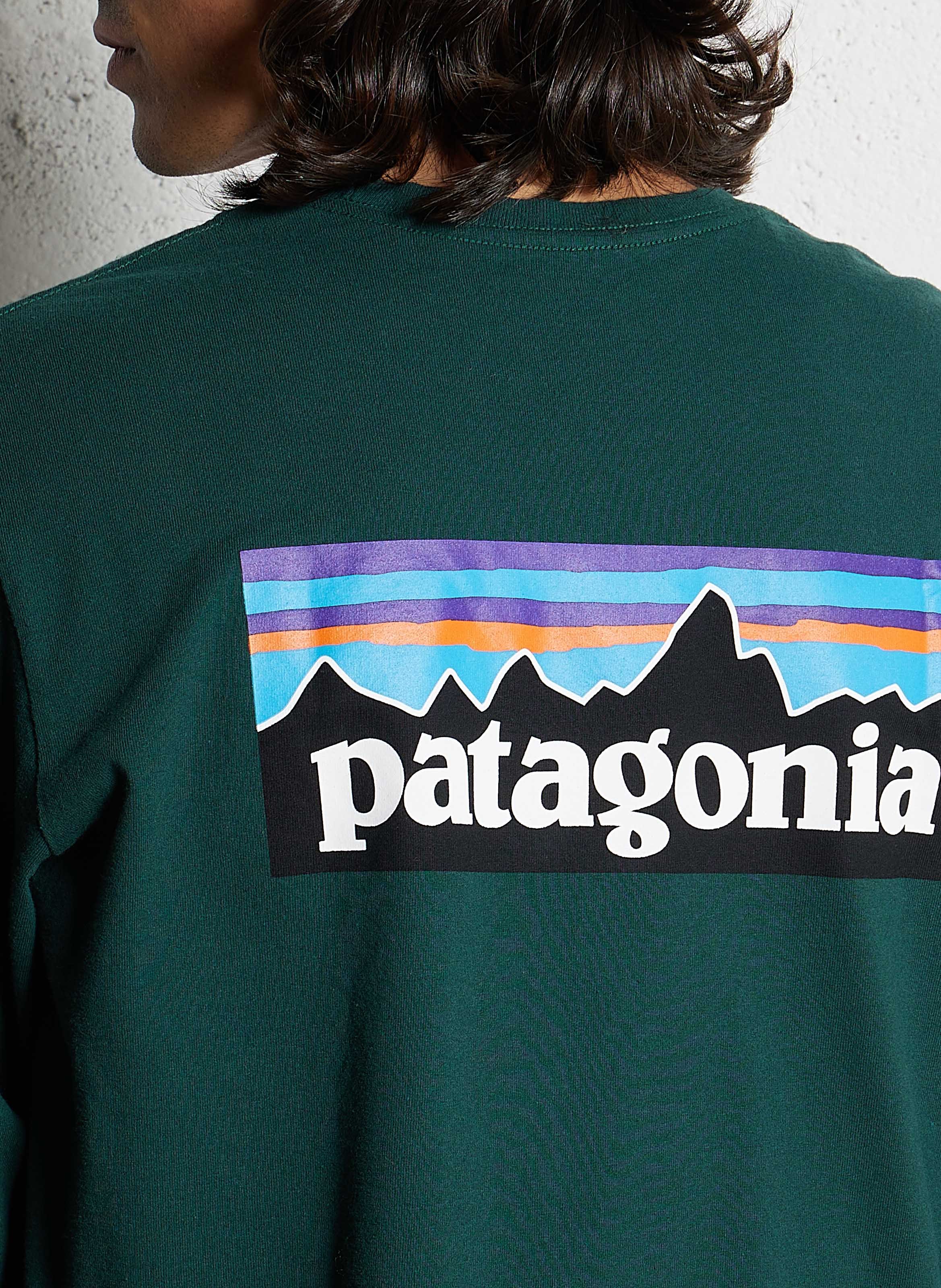 Tee-shirt col rond regular-fit sérigraphié en coton recyclé mélangé PATAGONIA Vert