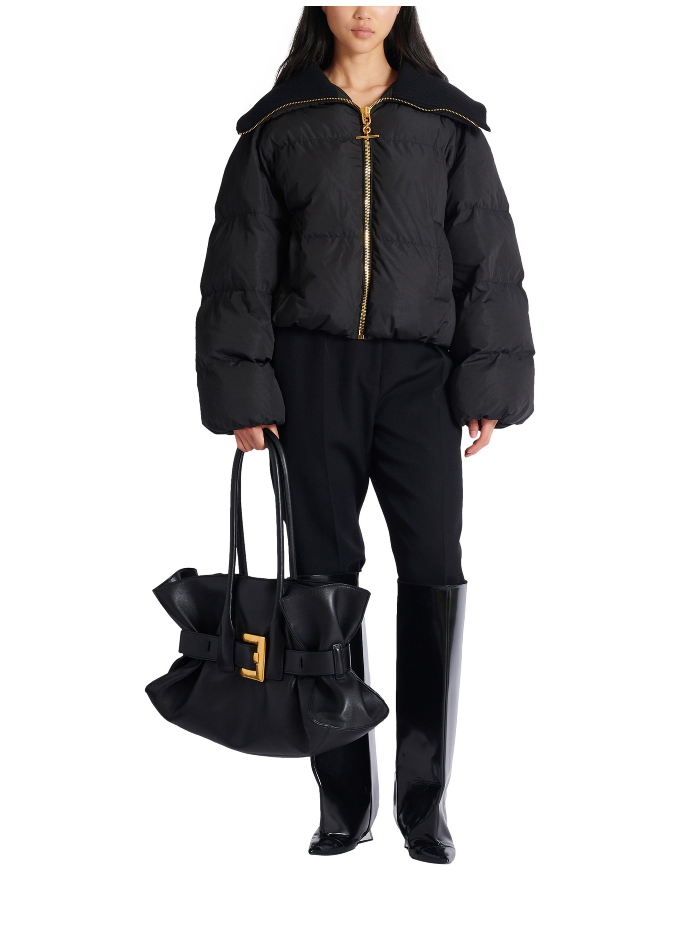 Sac anthem large en cuir de veau BALMAIN Noir