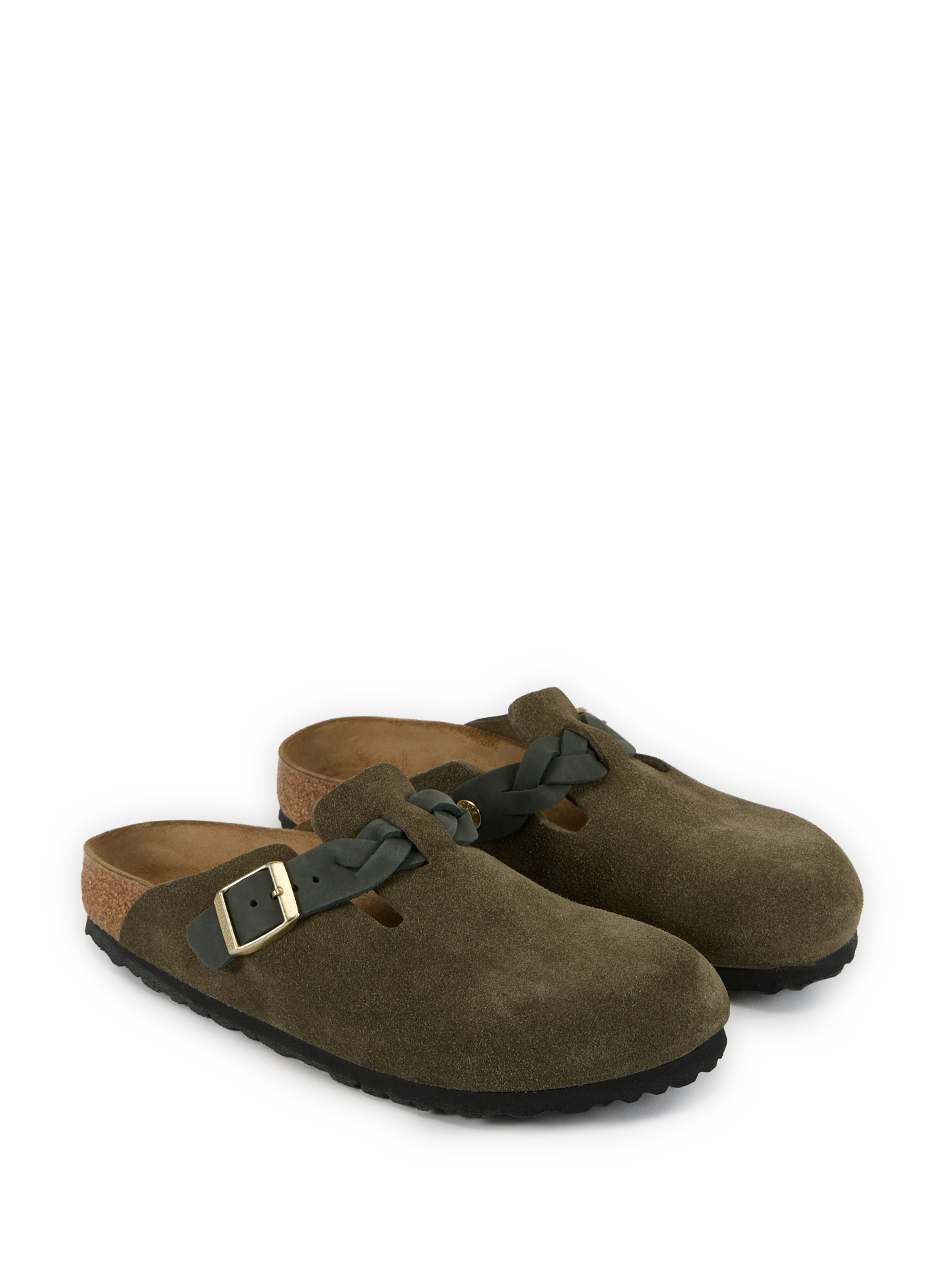 Mules en cuir suédé BIRKENSTOCK Kaki