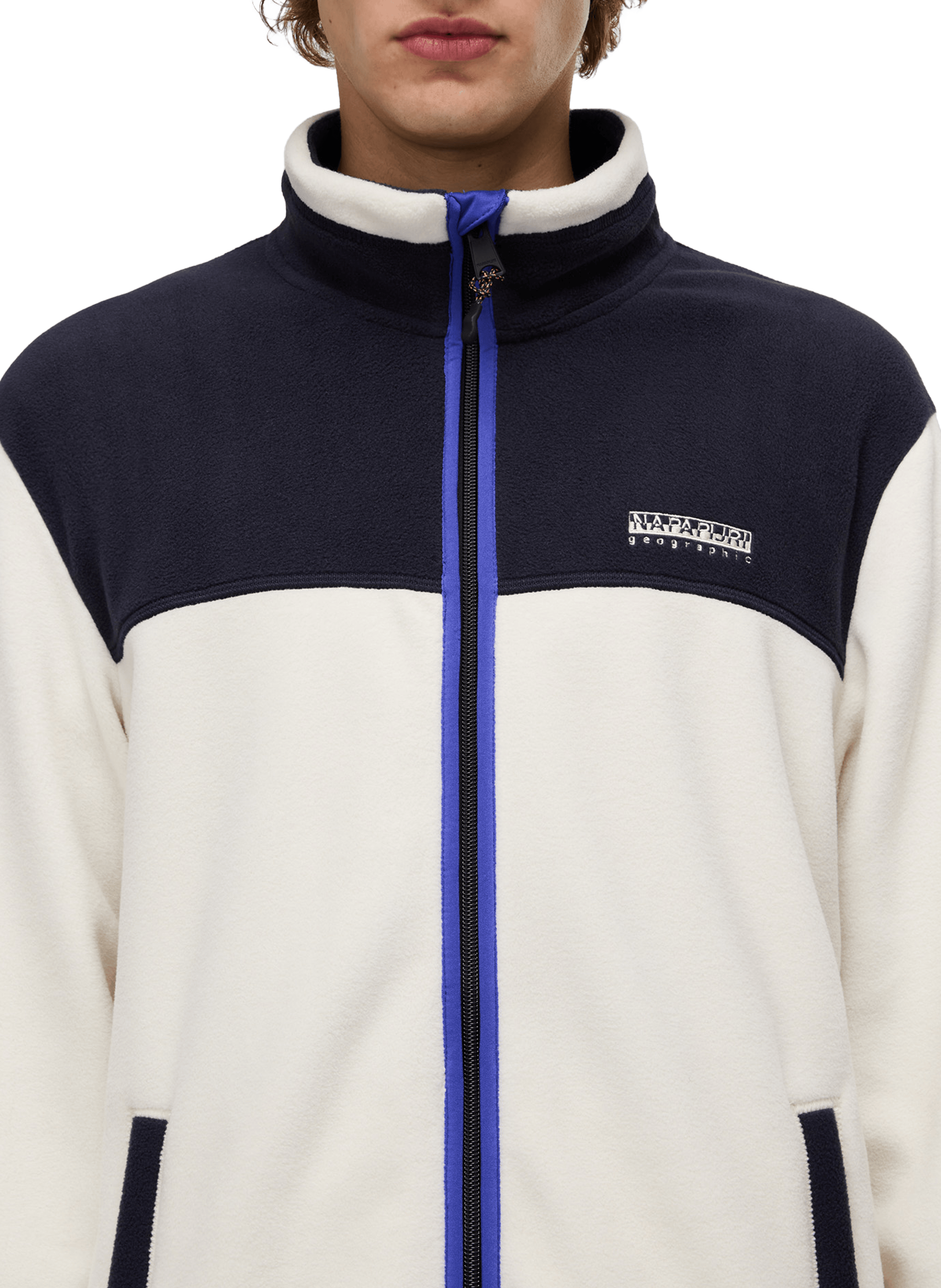 Straight fleece sweater with high collar in blended cotton NAPAPIJRI Beige