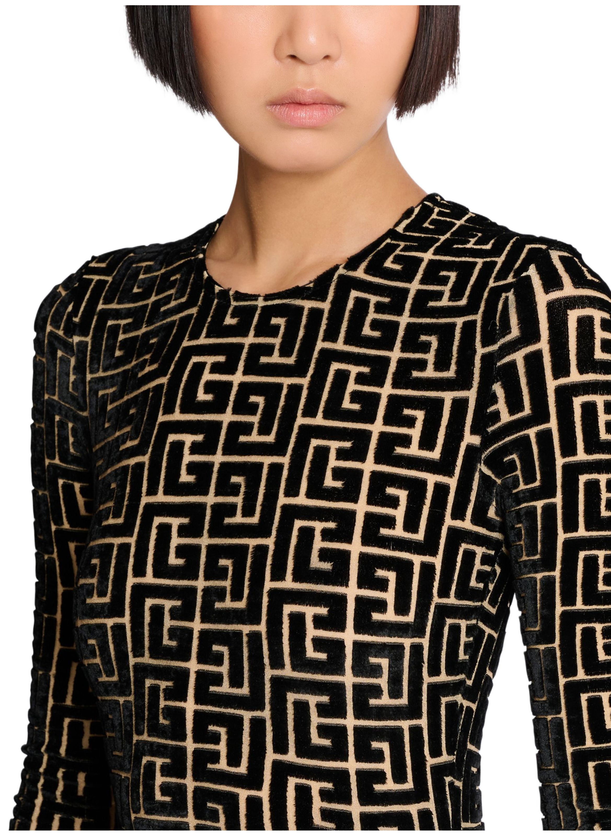Top en velours monogramme BALMAIN Noir
