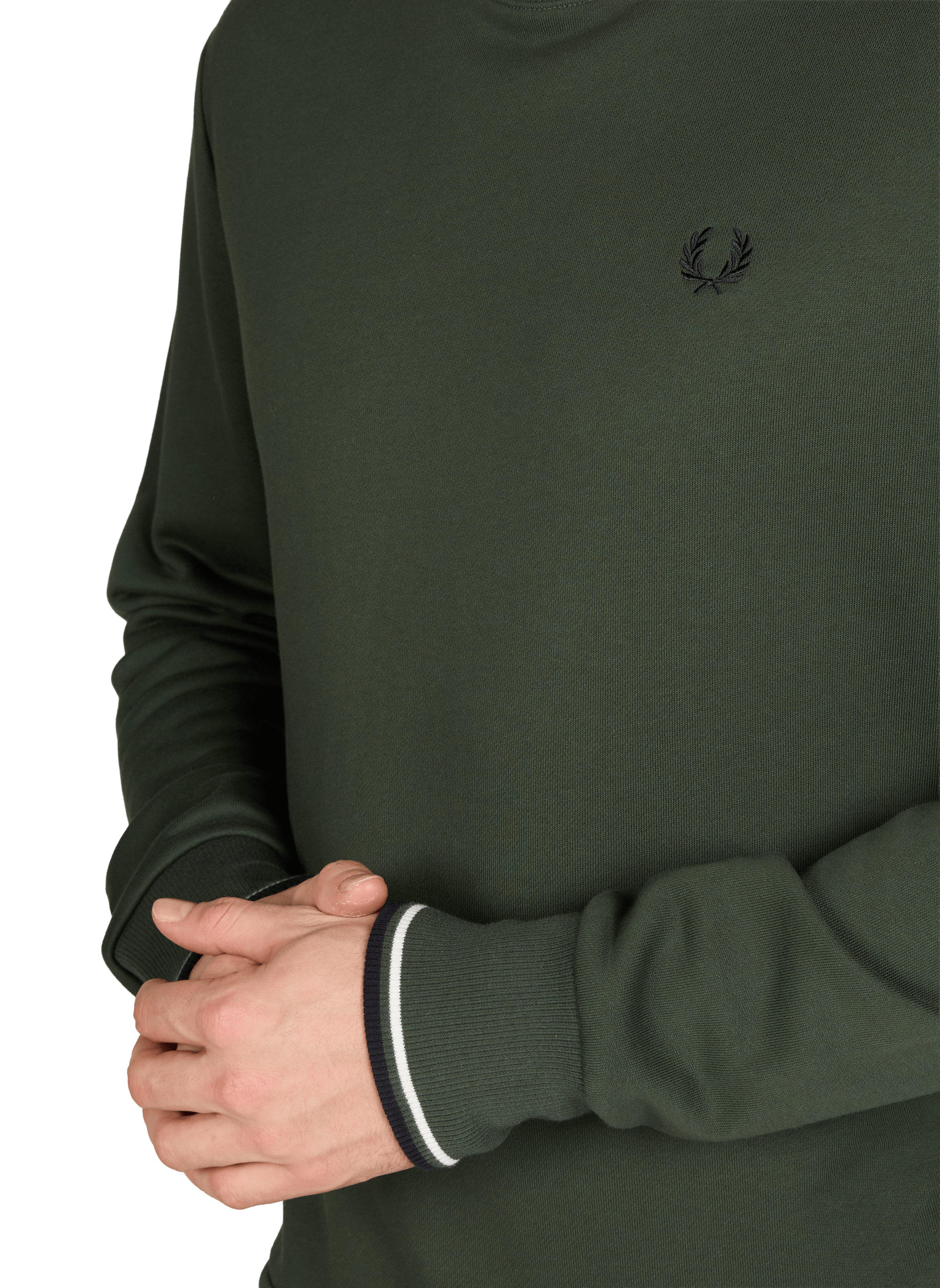 Sweatshirt col rond en coton FRED PERRY Vert