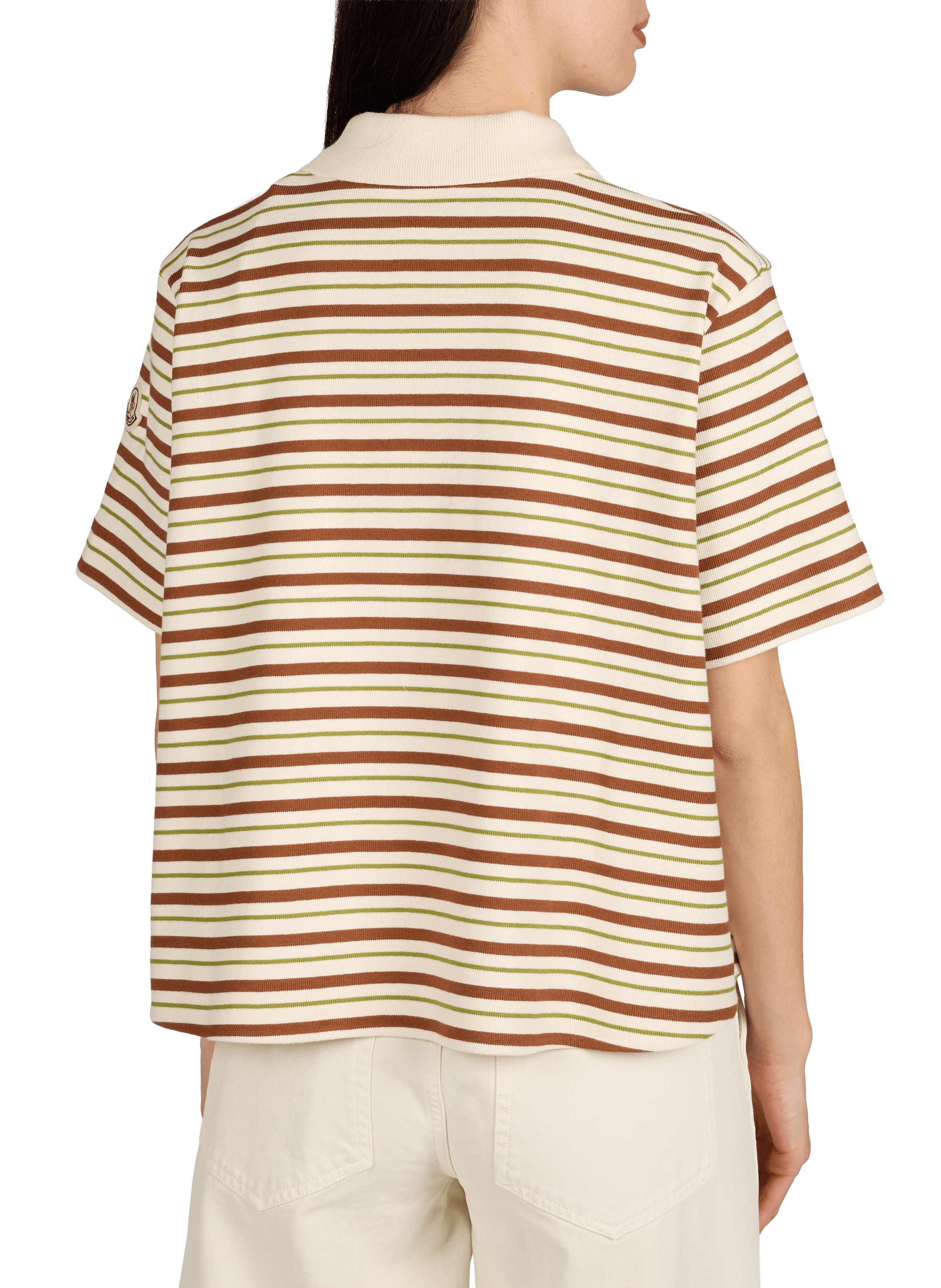 Polo manches courtes à rayures en coton MONCLER Beige