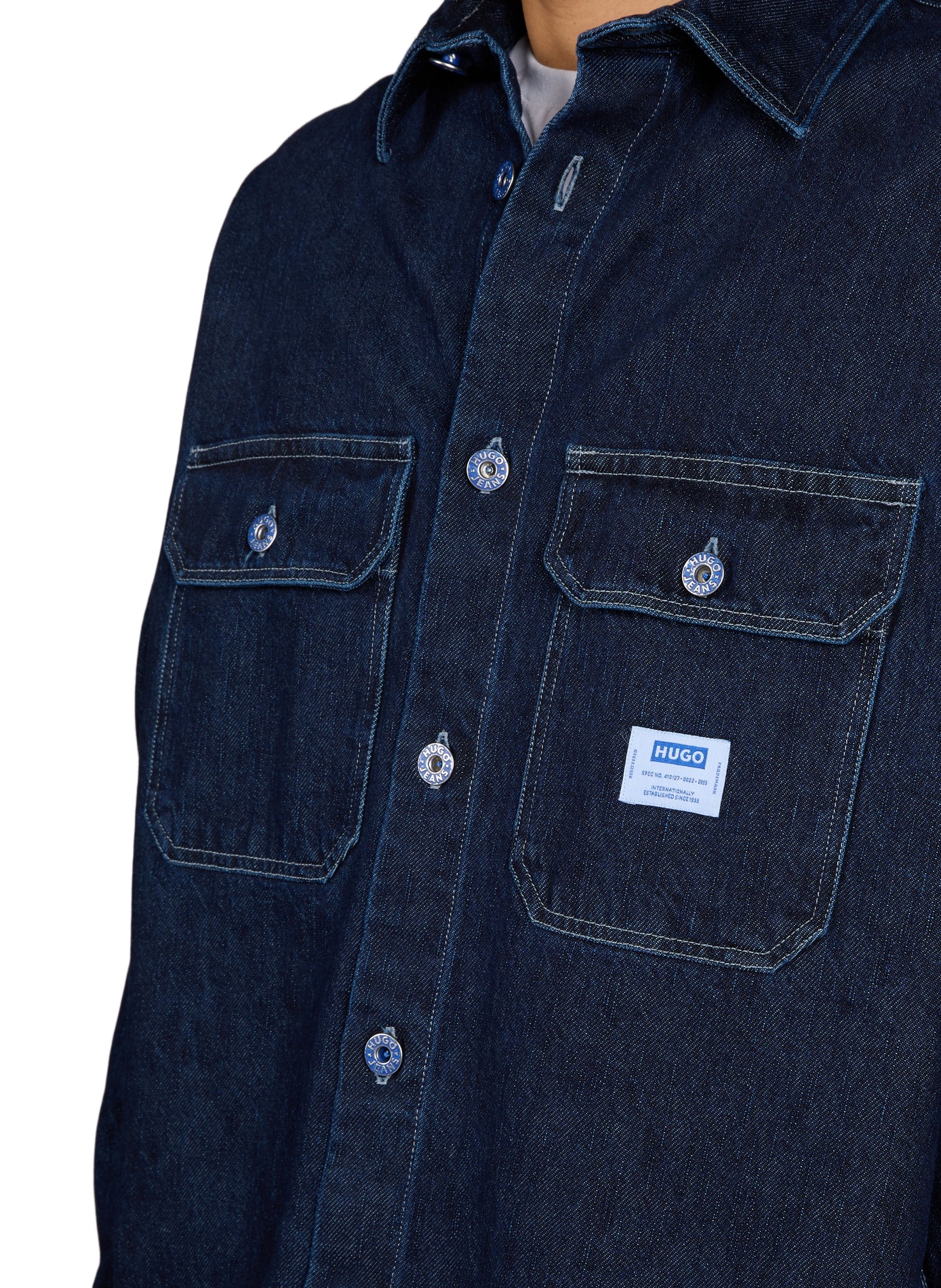 Oversized cotton denim shirt HUGO BLUE Blue