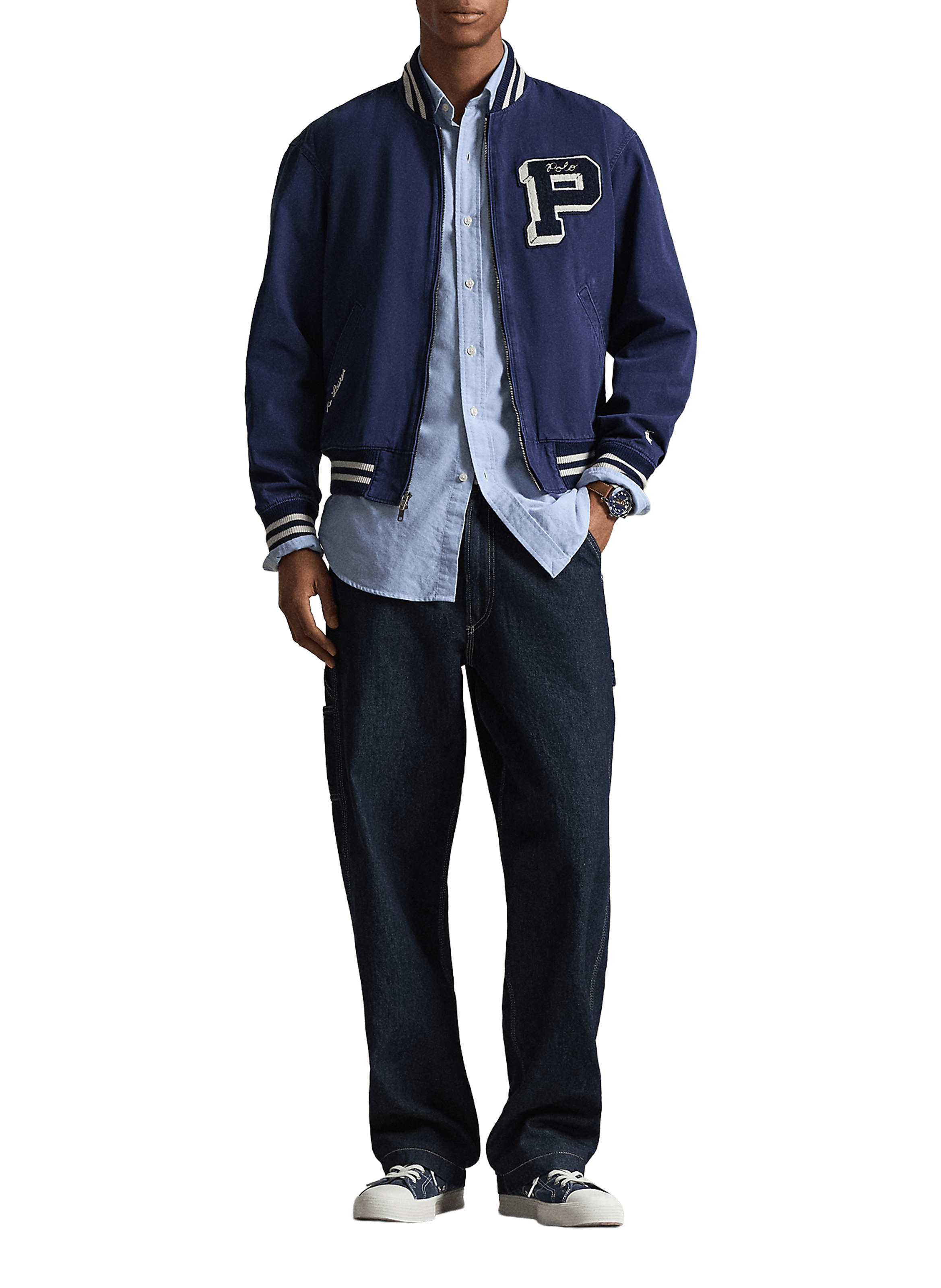 Bomber à patch en coton POLO RALPH LAUREN Bleu