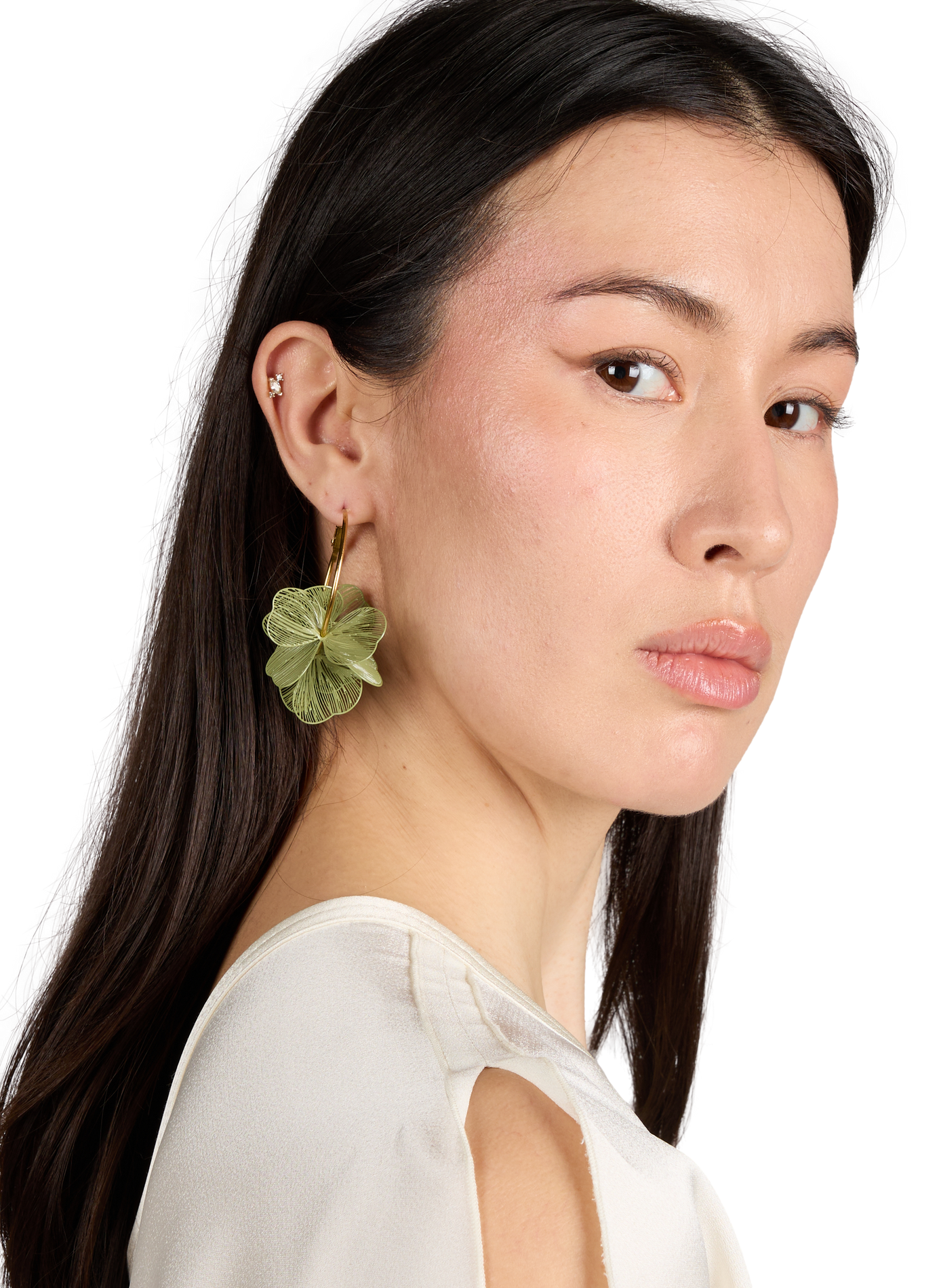Flower hoop earrings AU PRINTEMPS PARIS Green