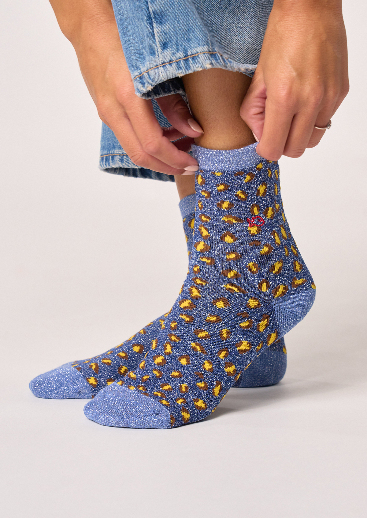 Chaussettes en coton peigné léopard BILLYBELT Bleu