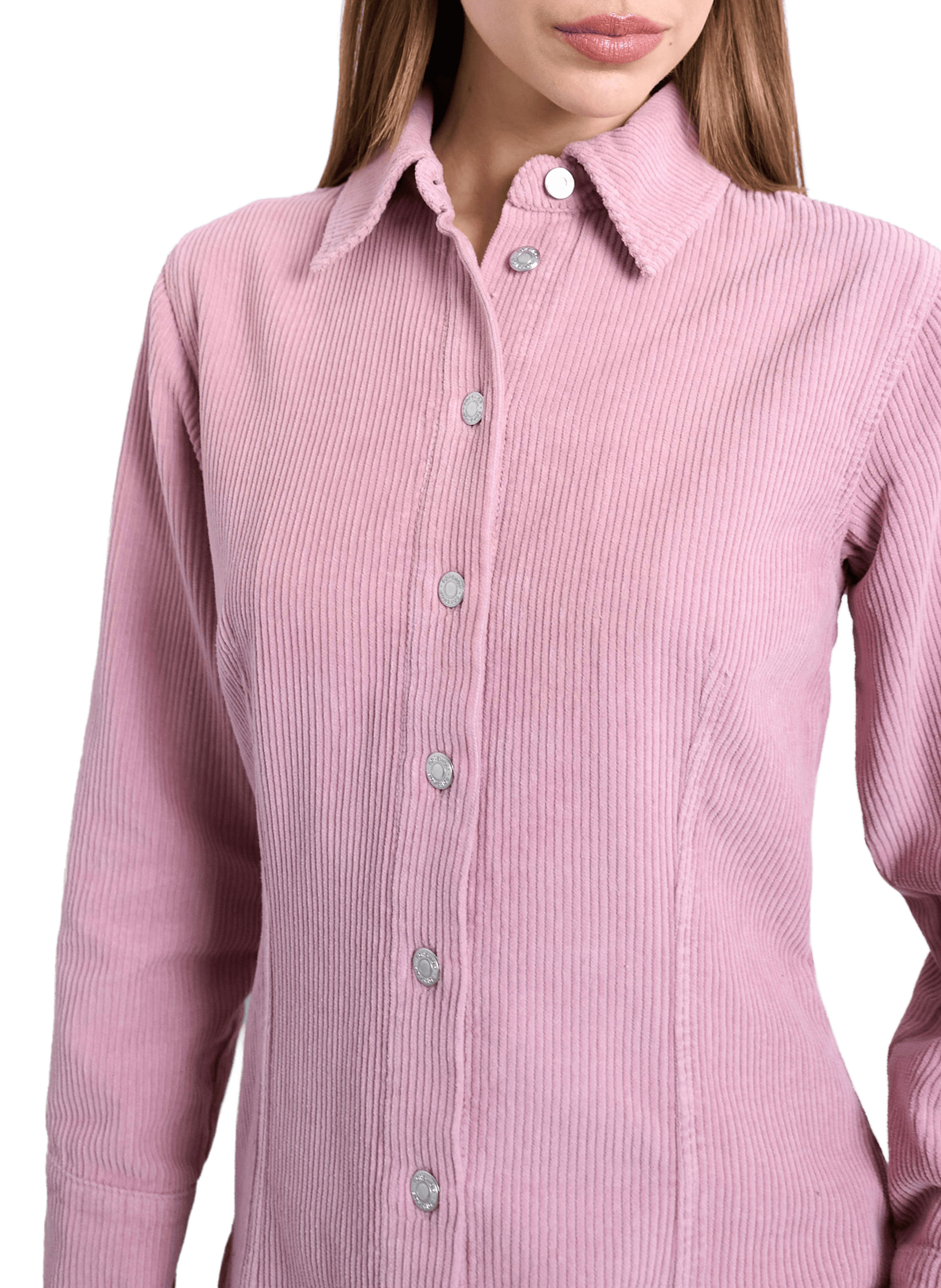 Ribbed straight cotton shirt TOPSHOP Pink