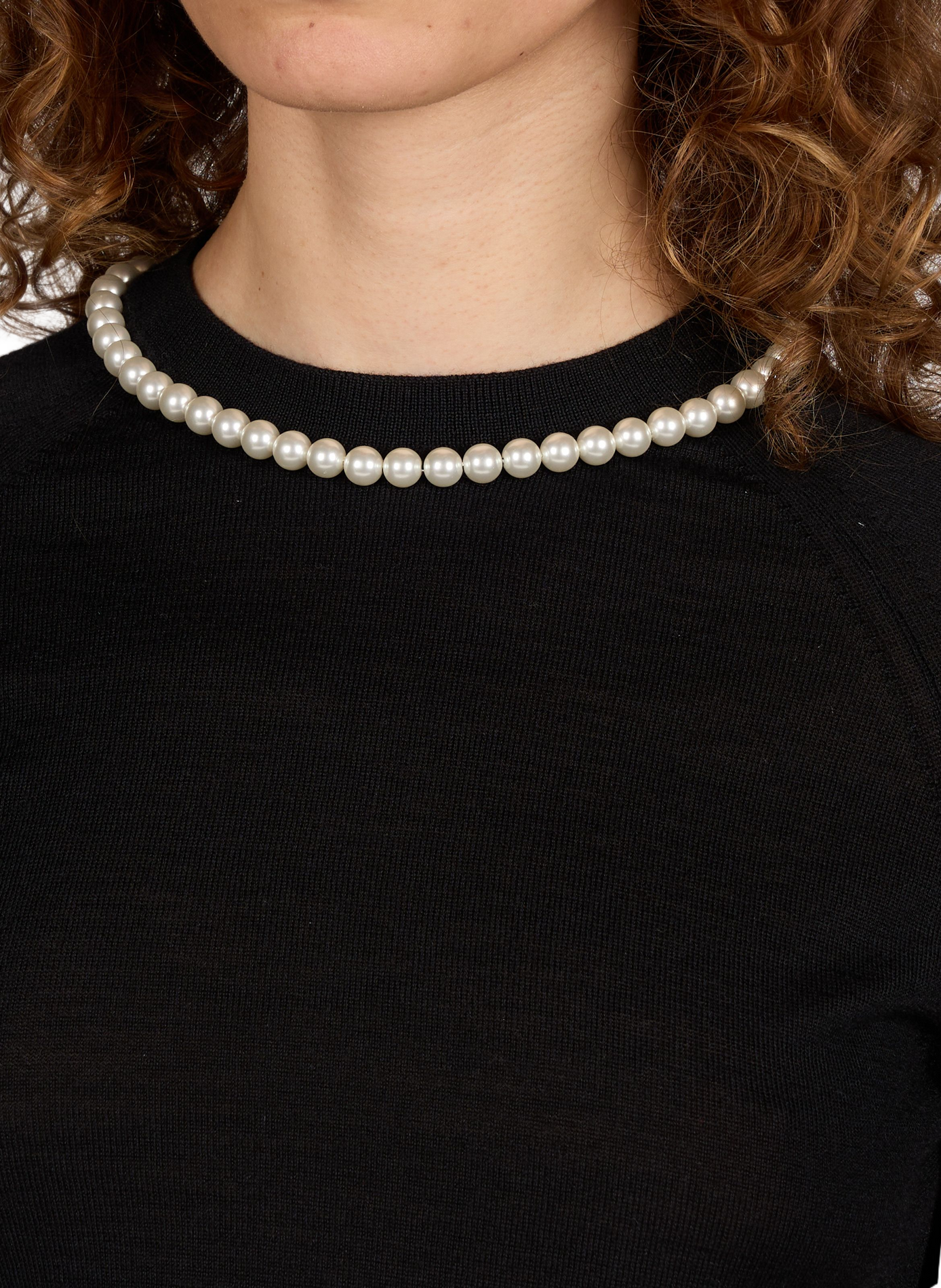 Puff-sleeve silk and merino wool sweater with pearls SIMONE ROCHA Black