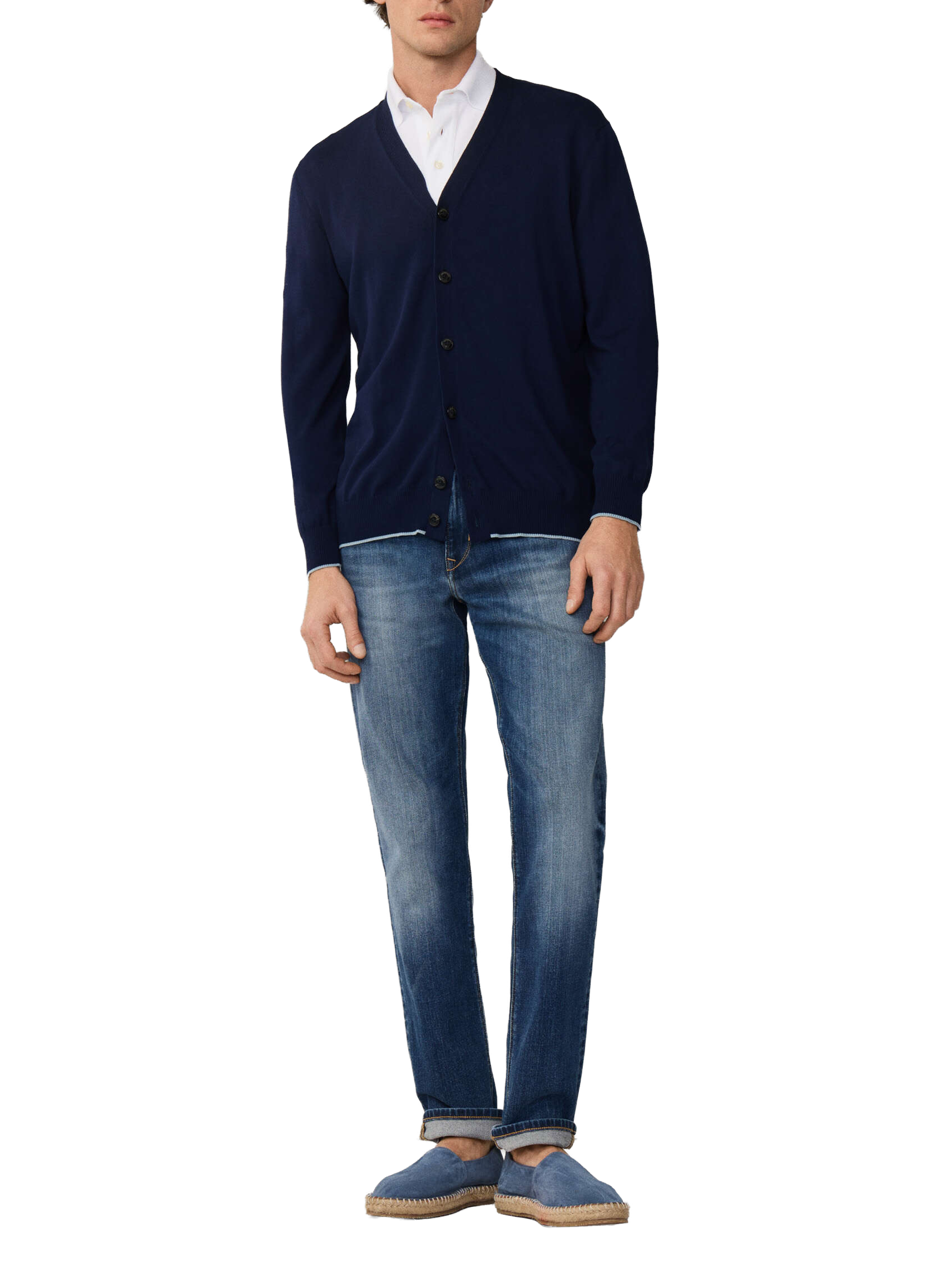 Buttoned V-neck cotton vest FACONNABLE Blue