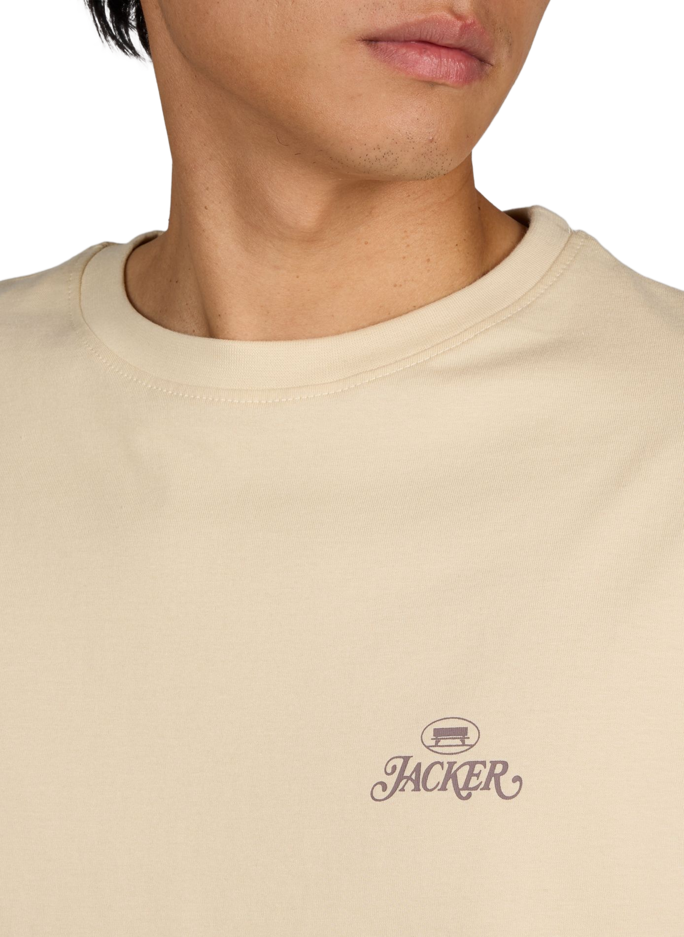 Camiseta recta estampada de algodón JACKER. Beige