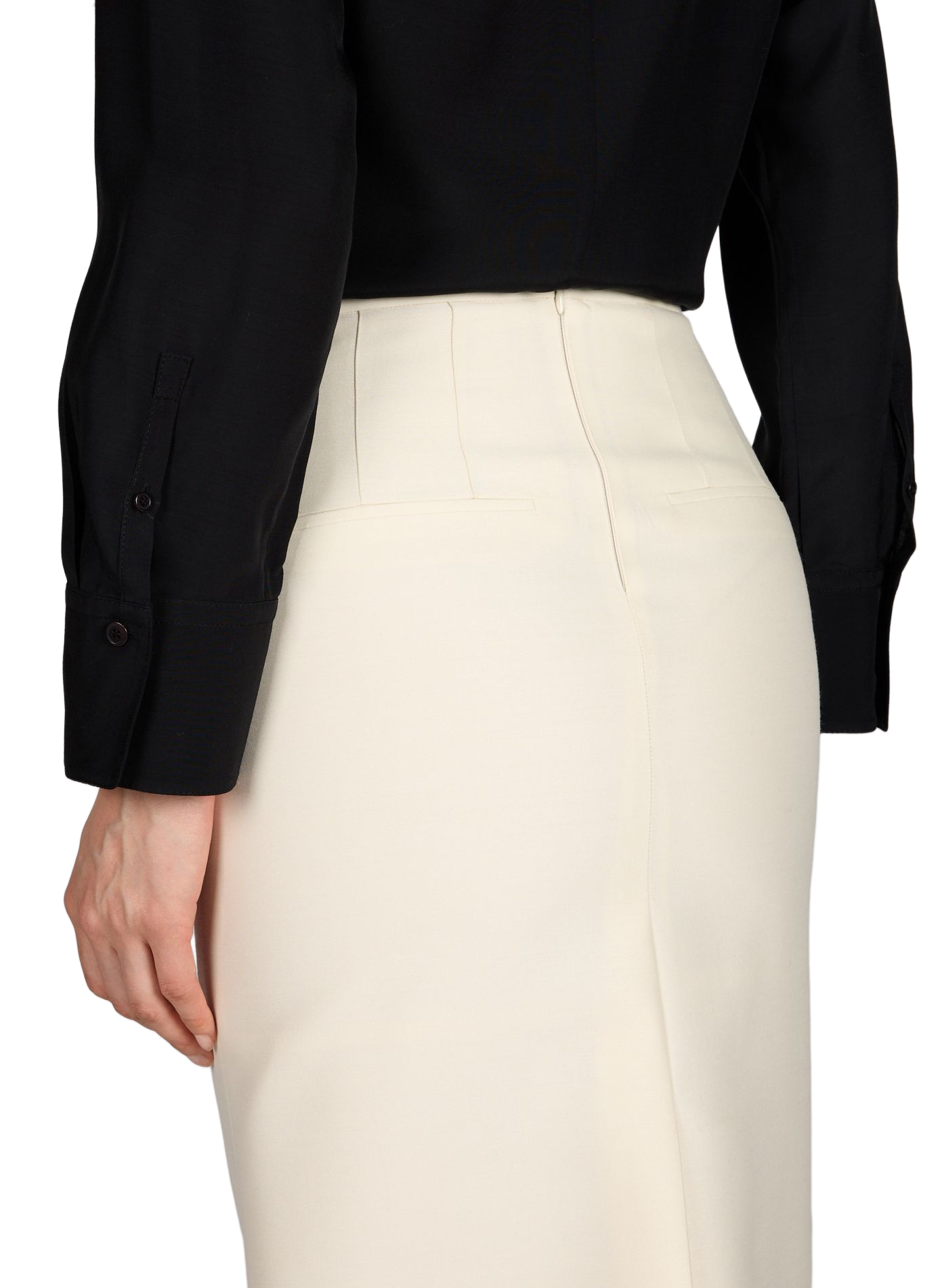 Jupe droite en laine et soie SANDBEIGE Beige