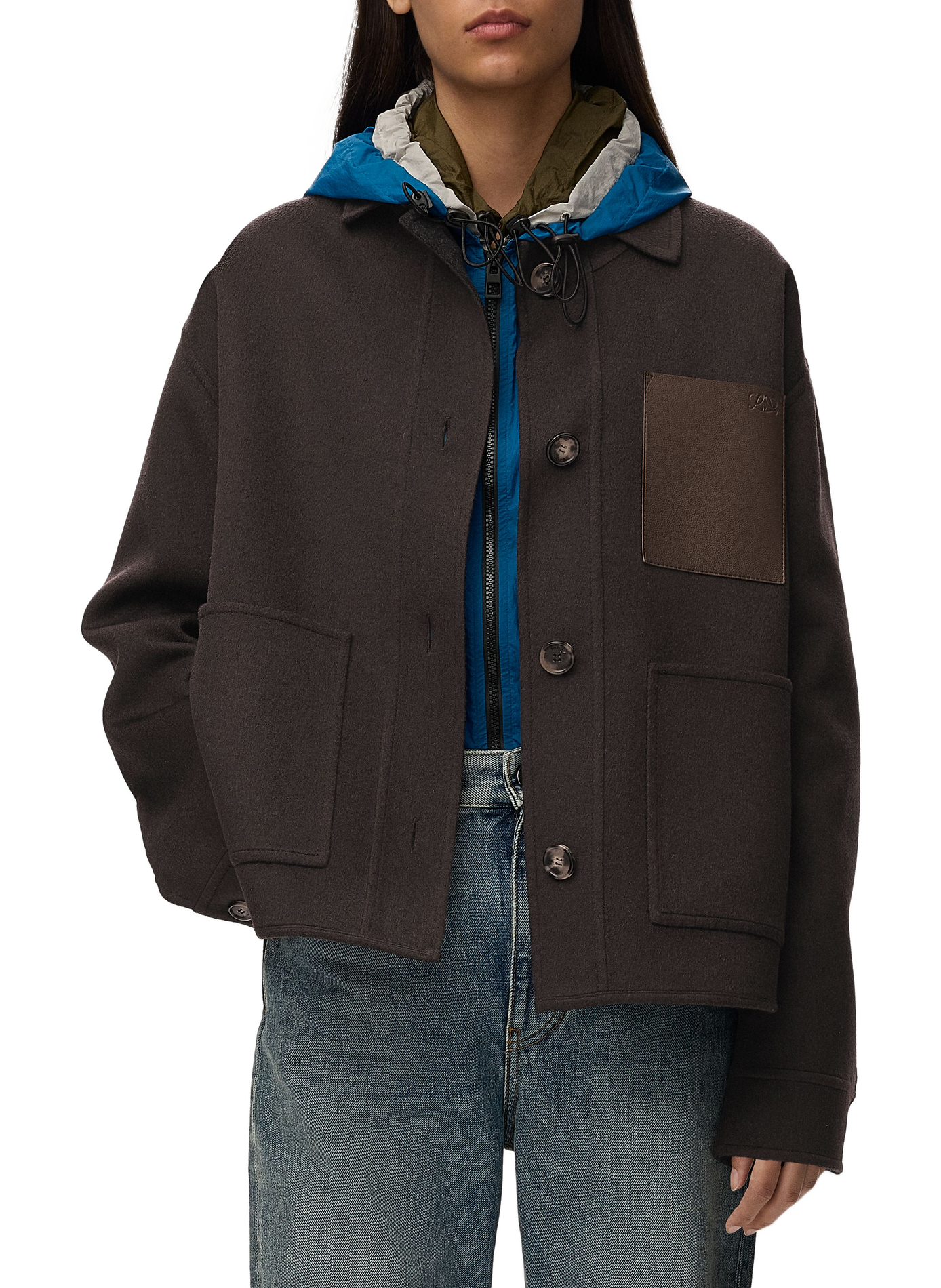 Utility jas van wol en kasjmier LOEWE Bruin