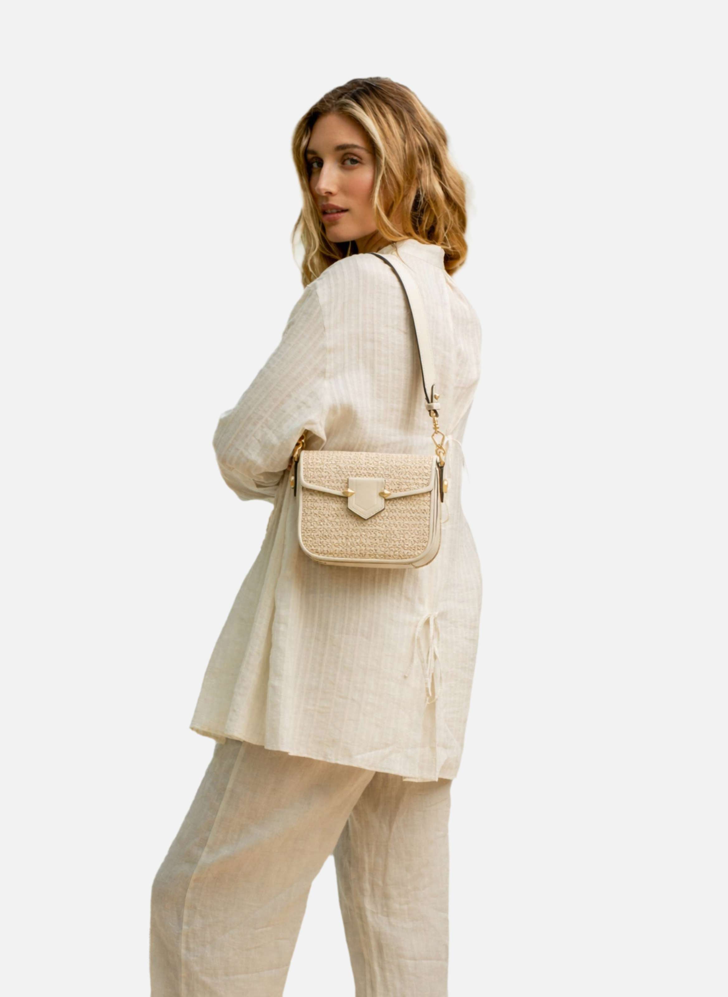 Sèvres tressé | sac porté épaule | Beige POURCHET Femme