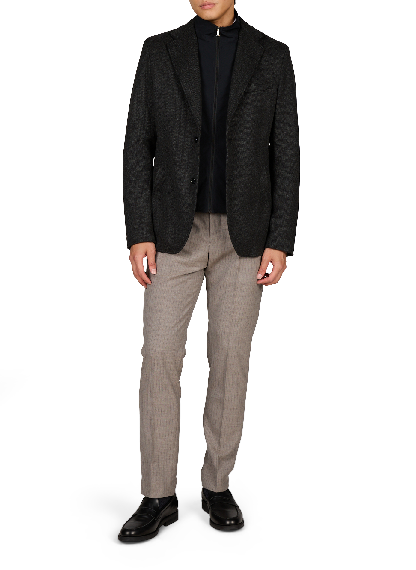 Straight Chevron Performance Blazer NORWEGIAN WOOL Grey