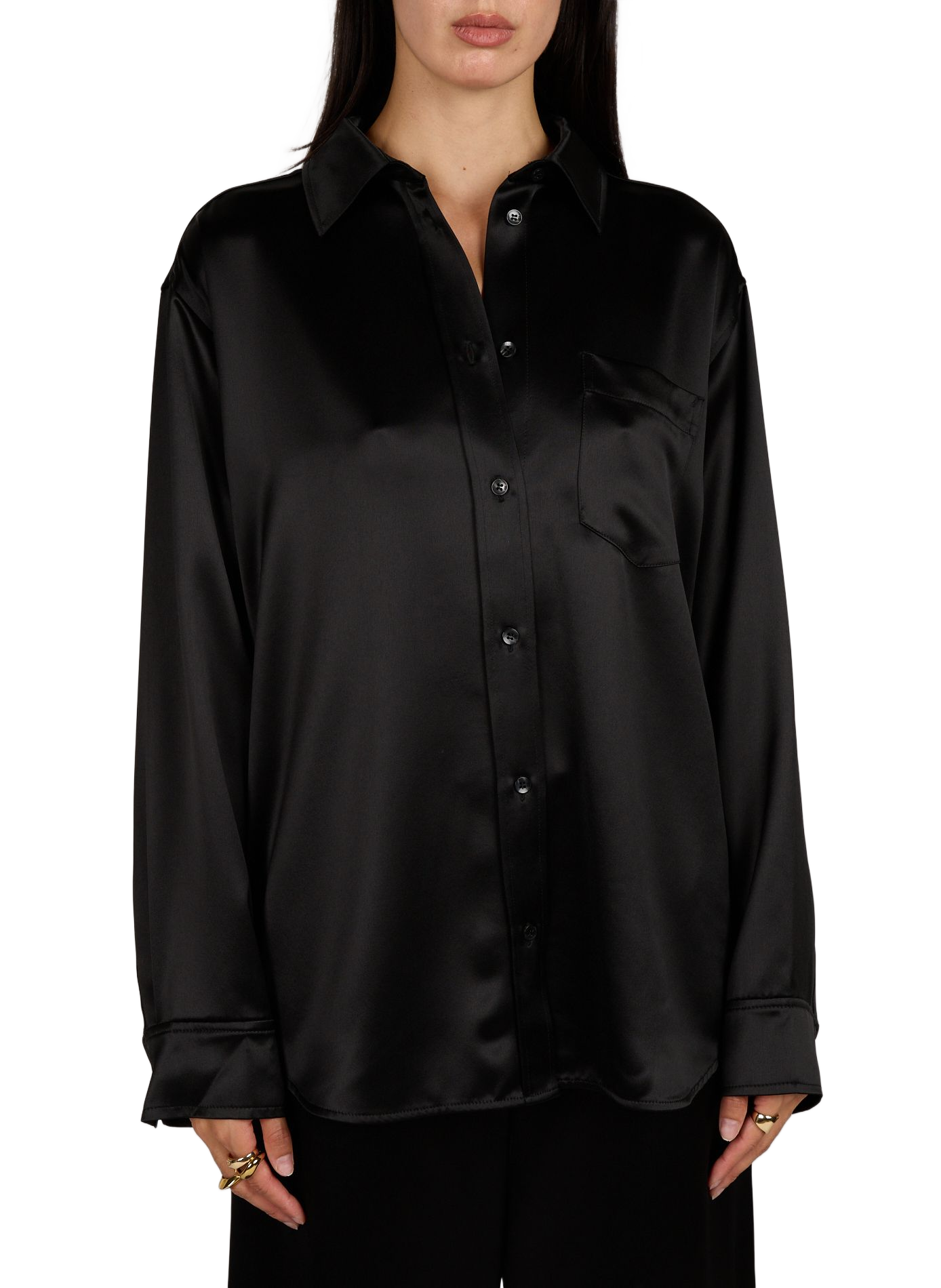 Satin long-sleeved shirt Audrey BY MALENE BIRGER Black