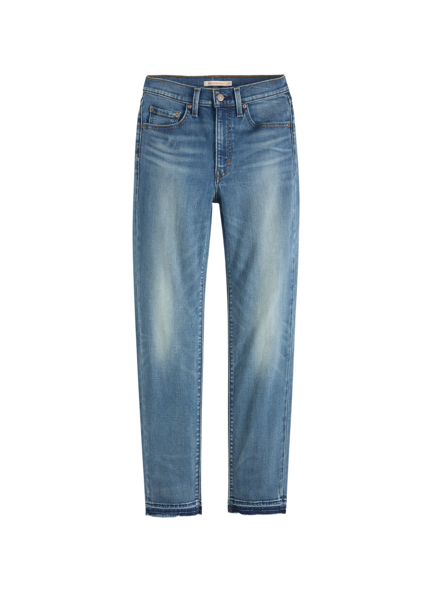 Slim jeans 722 met hoge taille van gemengd katoen LEVI'S Blauw