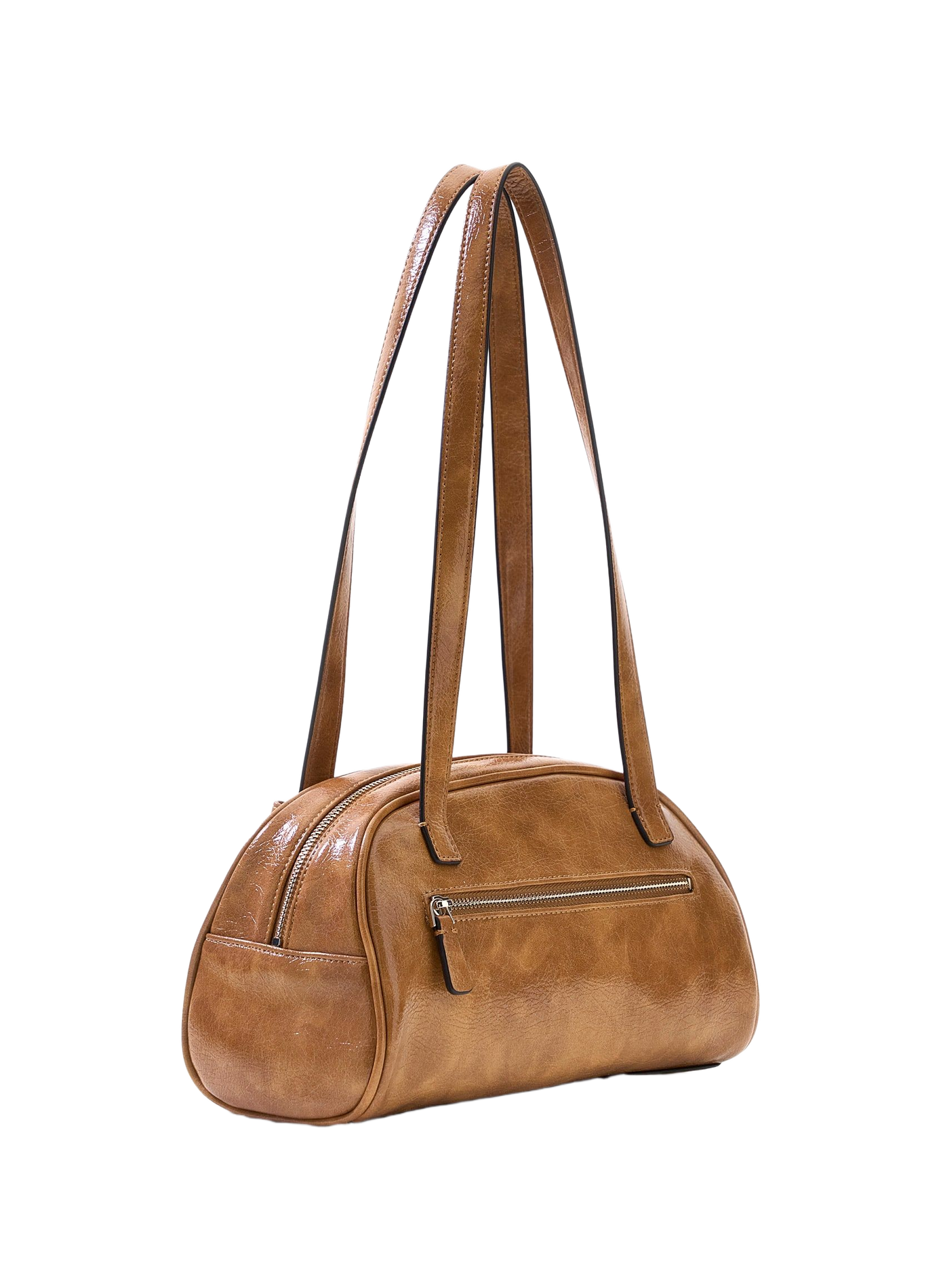 Sac porté épaule effet cuir verni GUESS Marron